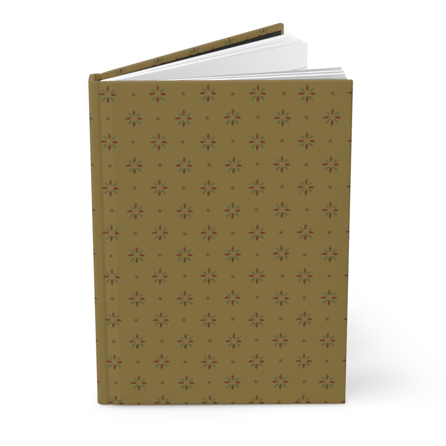 Red and Green Stencil on Gold Hardcover Journal Matte