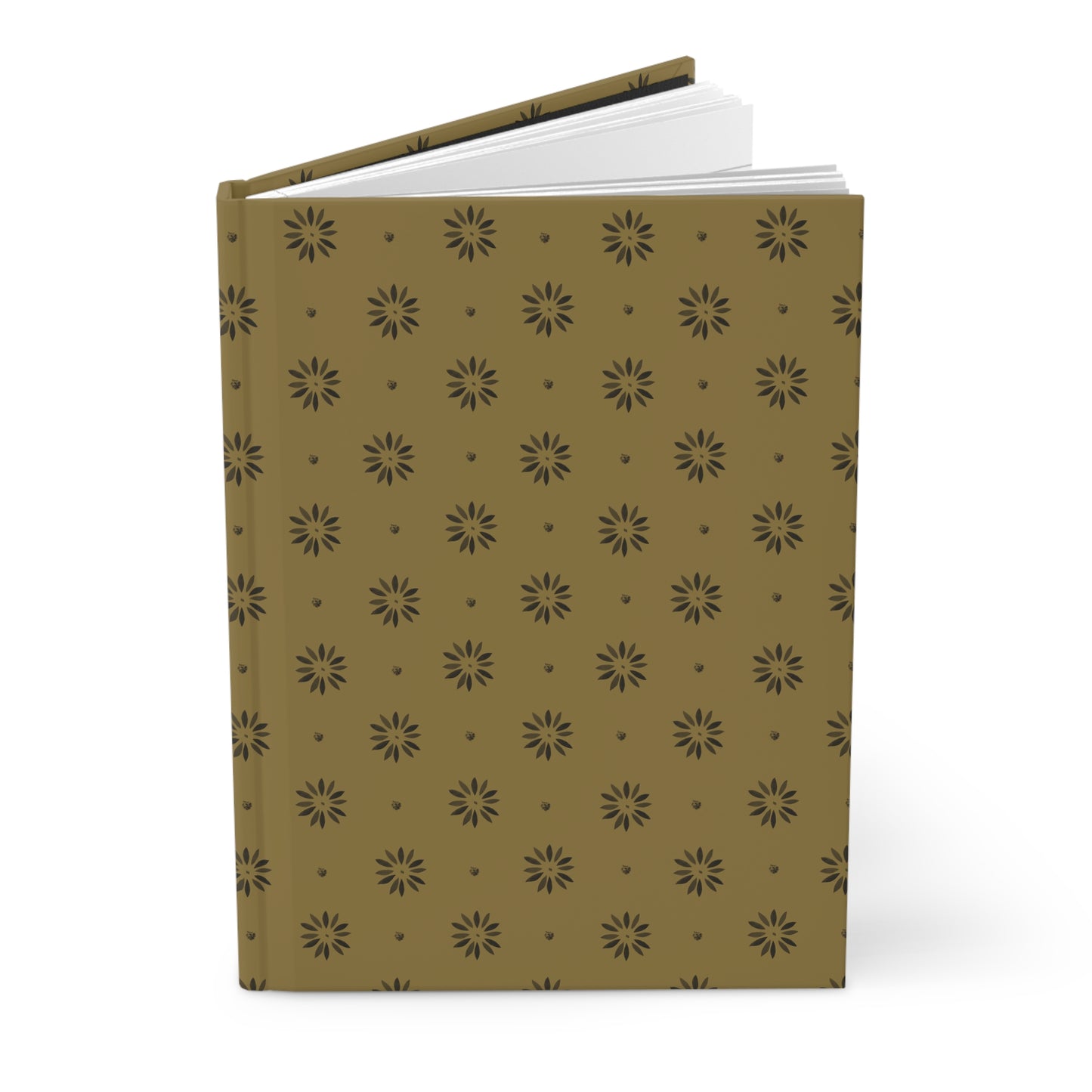 Black Petal Stencil on Mustard Hardcover Journal Matte