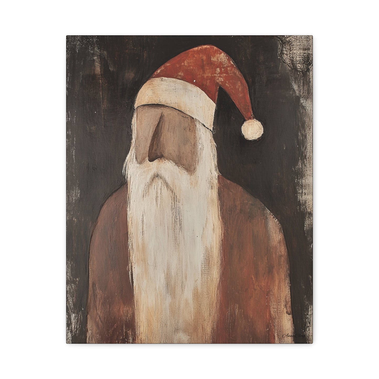 Primitive Impressionist Santa Matte Canvas, Stretched, 1.25"