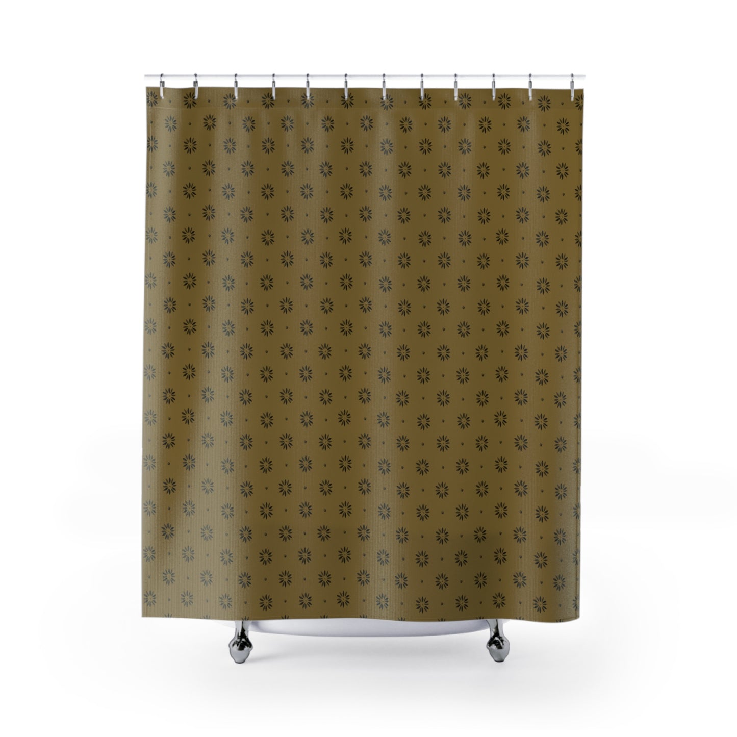 Mustard and Black Stencil Shower Curtains