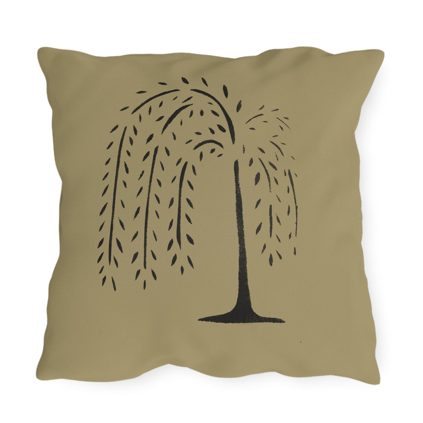 Black Willow on Tan Outdoor Pillows