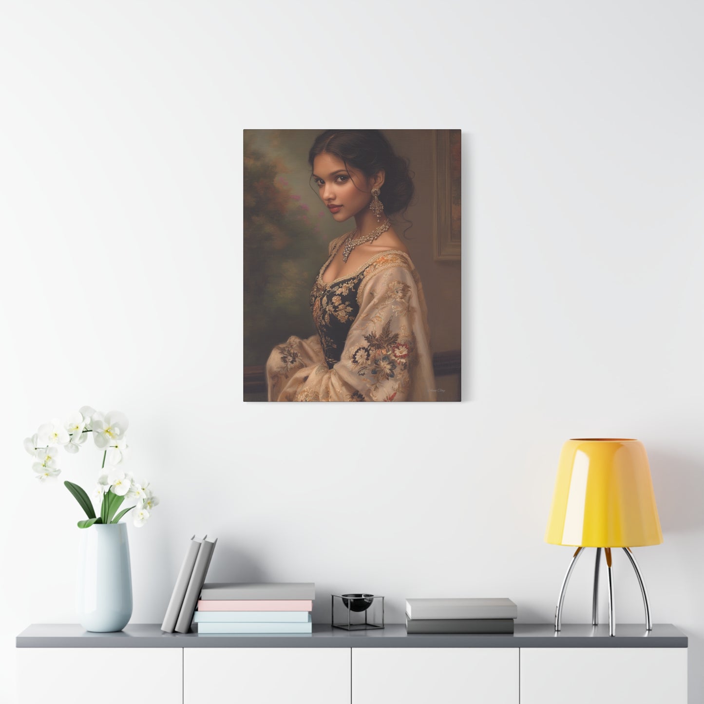Elegant Stretched Canvas Wall Art - Timeless Portrait, Home Decor, Gift for Art Lovers, Stylish Living Room Decor, Christmas Gift