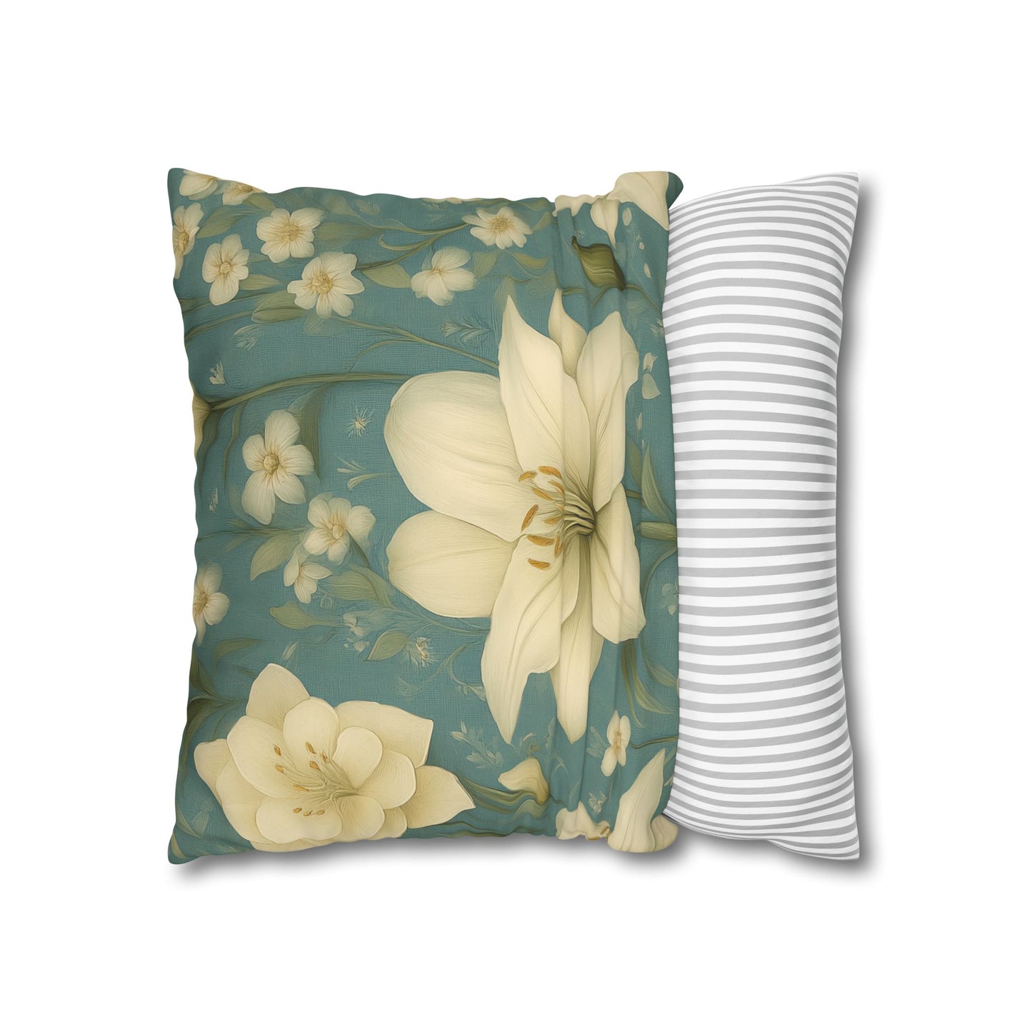 Floral Square Pillowcase, Cozy Home Decor, Gift for Flower Lovers, Soft Decorative Pillow, Spring Living Room Accessories