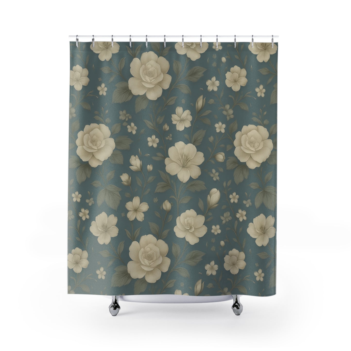 Vintage Floral Shower Curtain, Elegant Bathroom Decor, Cottagecore Home Accents, Rustic Wedding Gift, Spring Bathroom Makeover