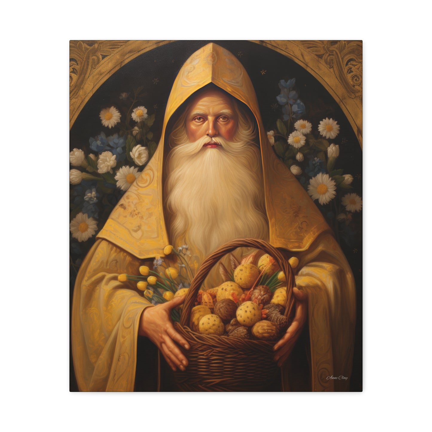 Easter Basket Santa Matte Canvas, Stretched, 1.25"