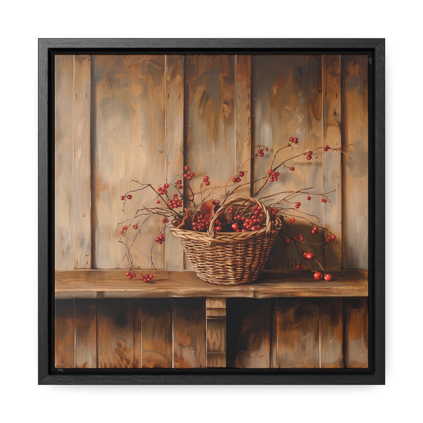Basket of Bittersweet Gallery Canvas Wraps, Square Frame