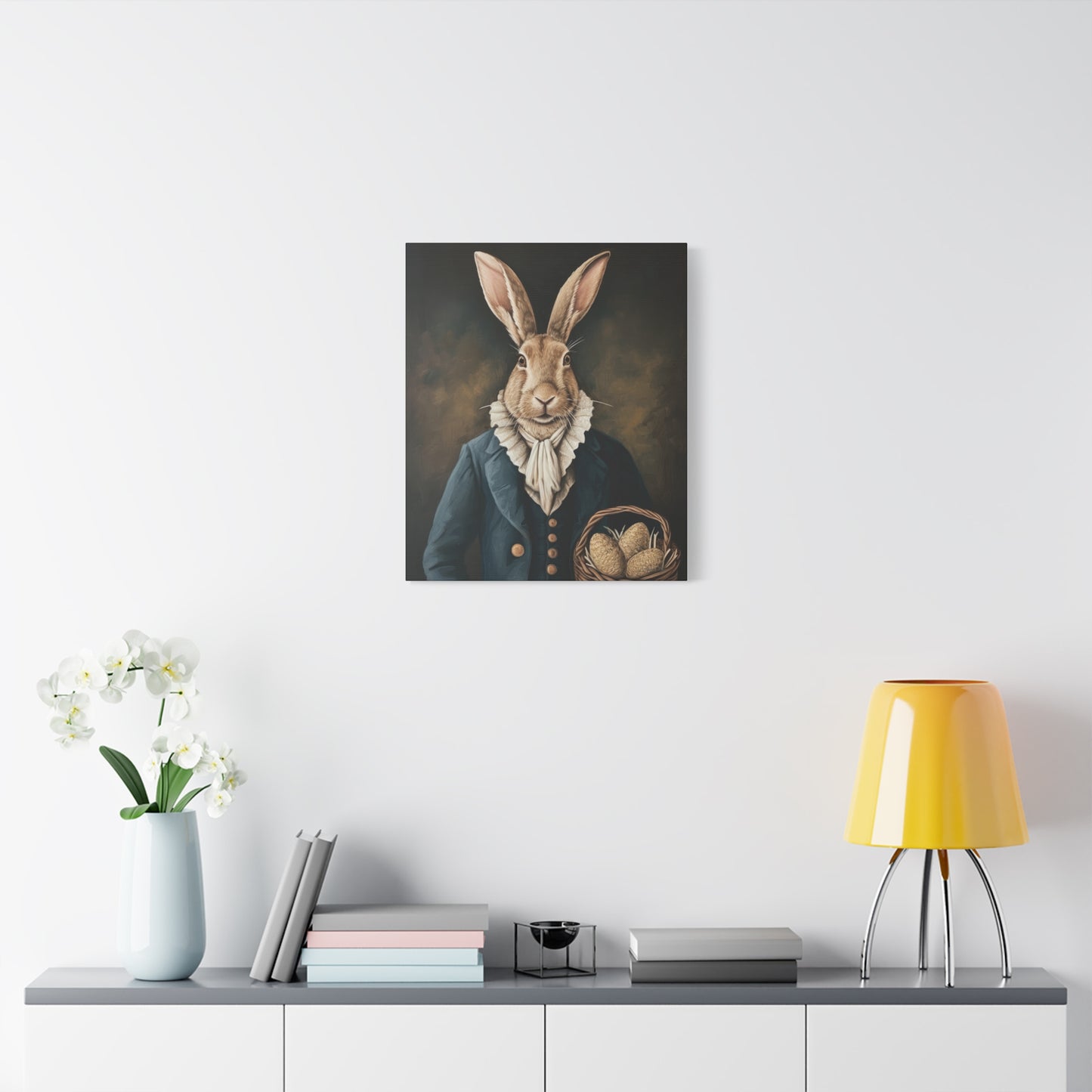 Whimsical Rabbit Canvas Art - Easter Decor - Anne Clay