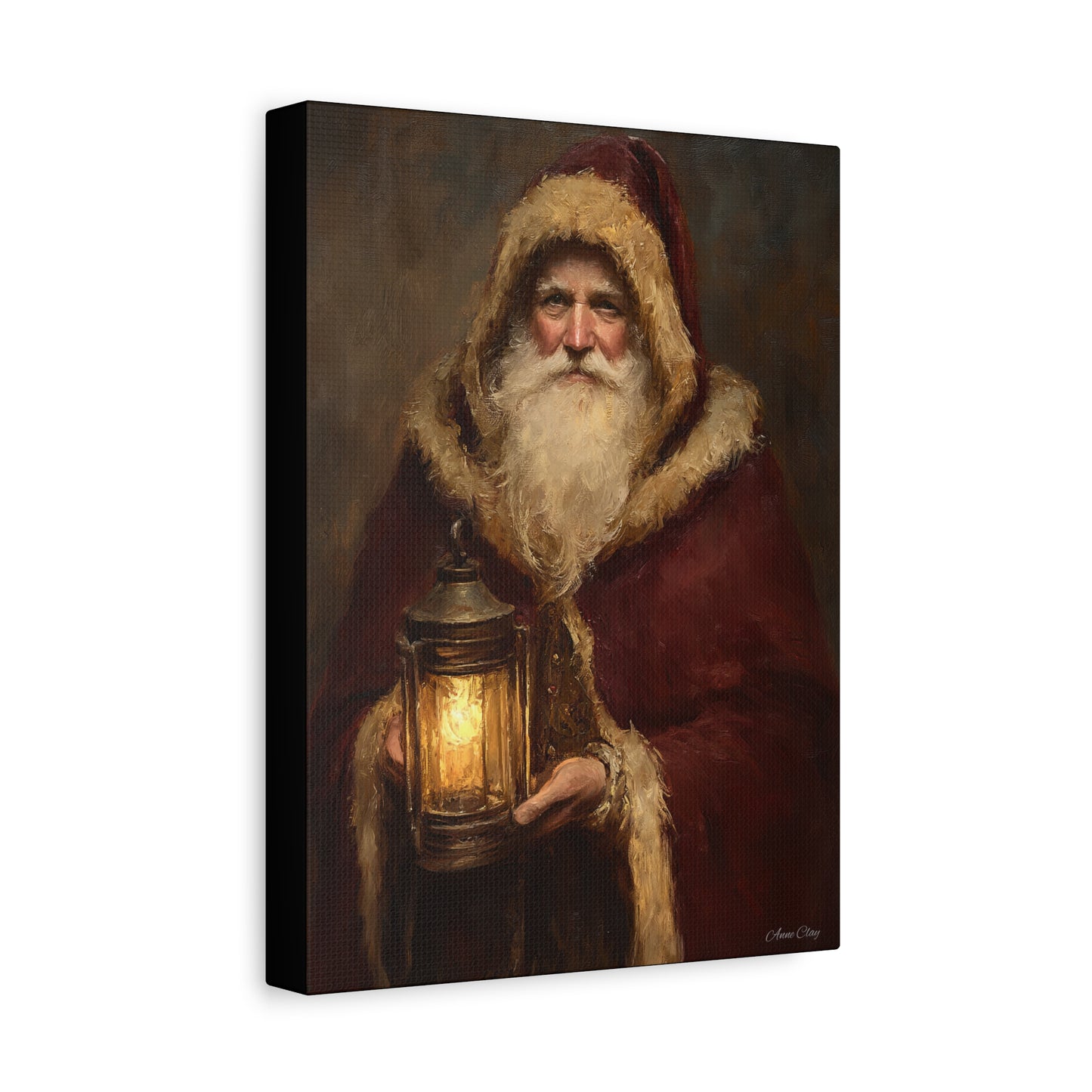 WS Firelight Santa Matte Canvas, Stretched, 1.25"