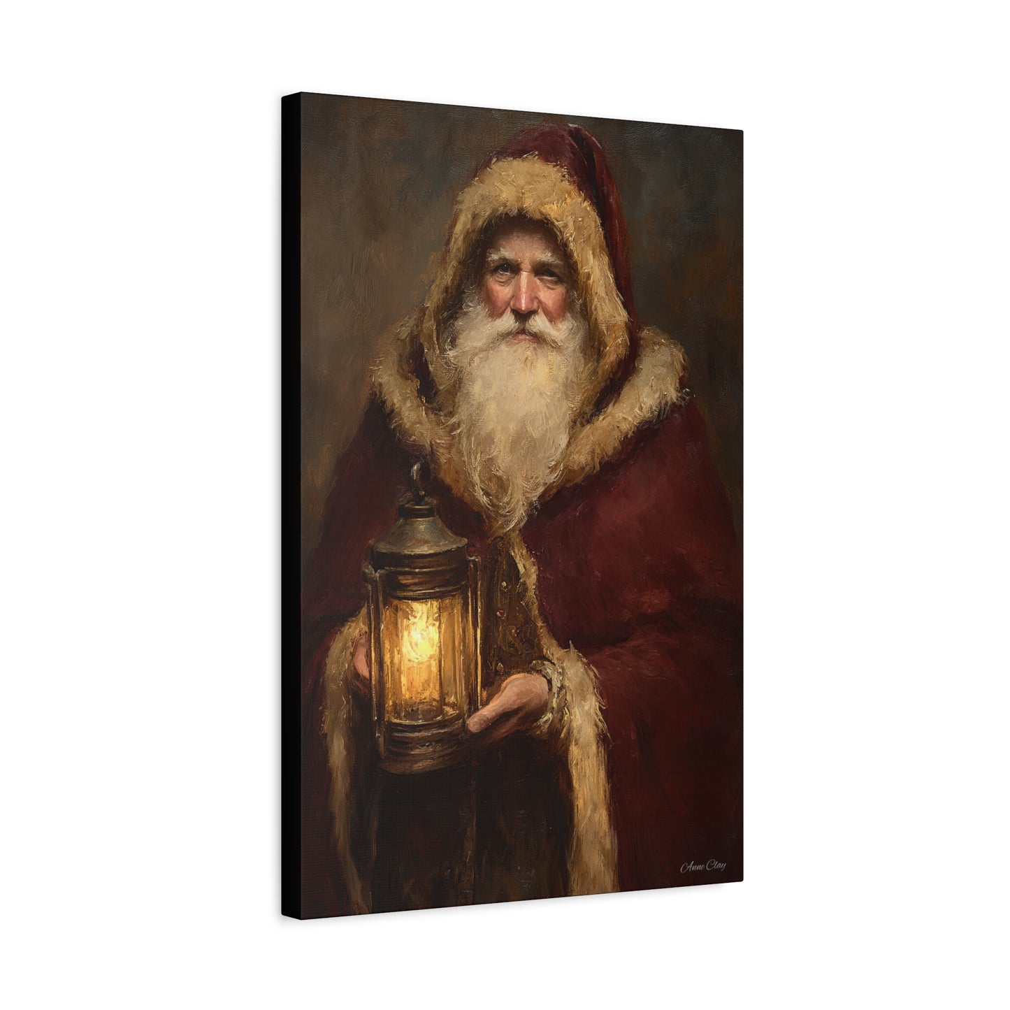 WS Firelight Santa Matte Canvas, Stretched, 1.25"