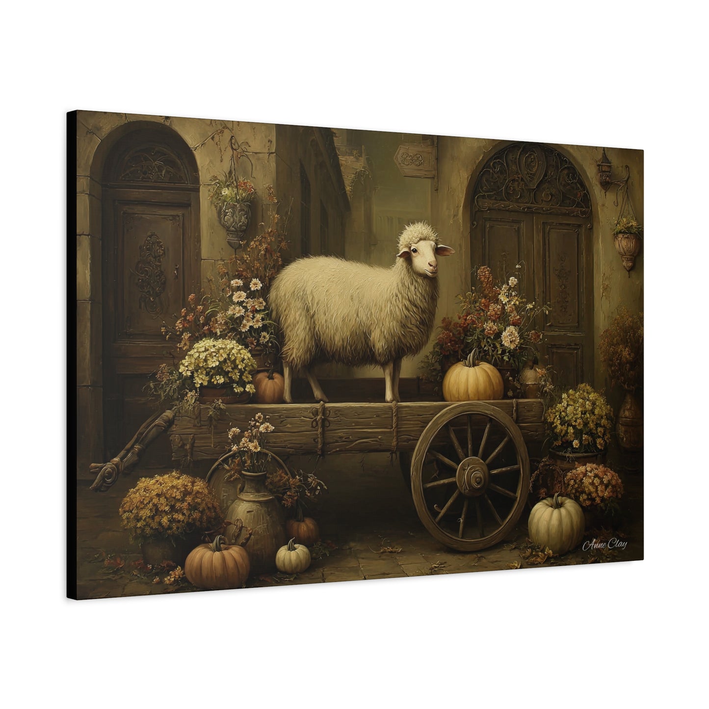 Rustic Farmhouse Canvas Print, Sheep Wall Art for Home Decor, Farmhouse Style Decor, Autumn Wall Art, Gift for Animal Lovers