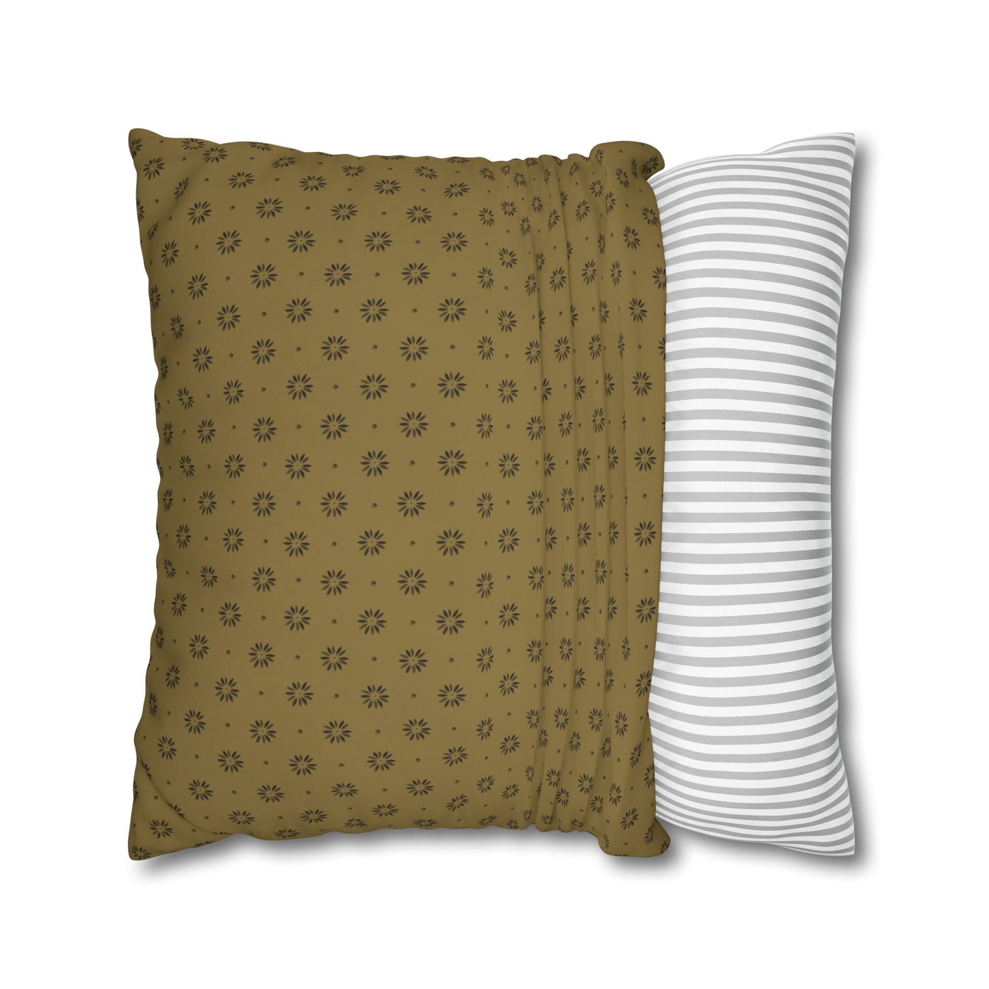 Black Petals on Gold Background Stencil Square Poly Canvas Pillowcase