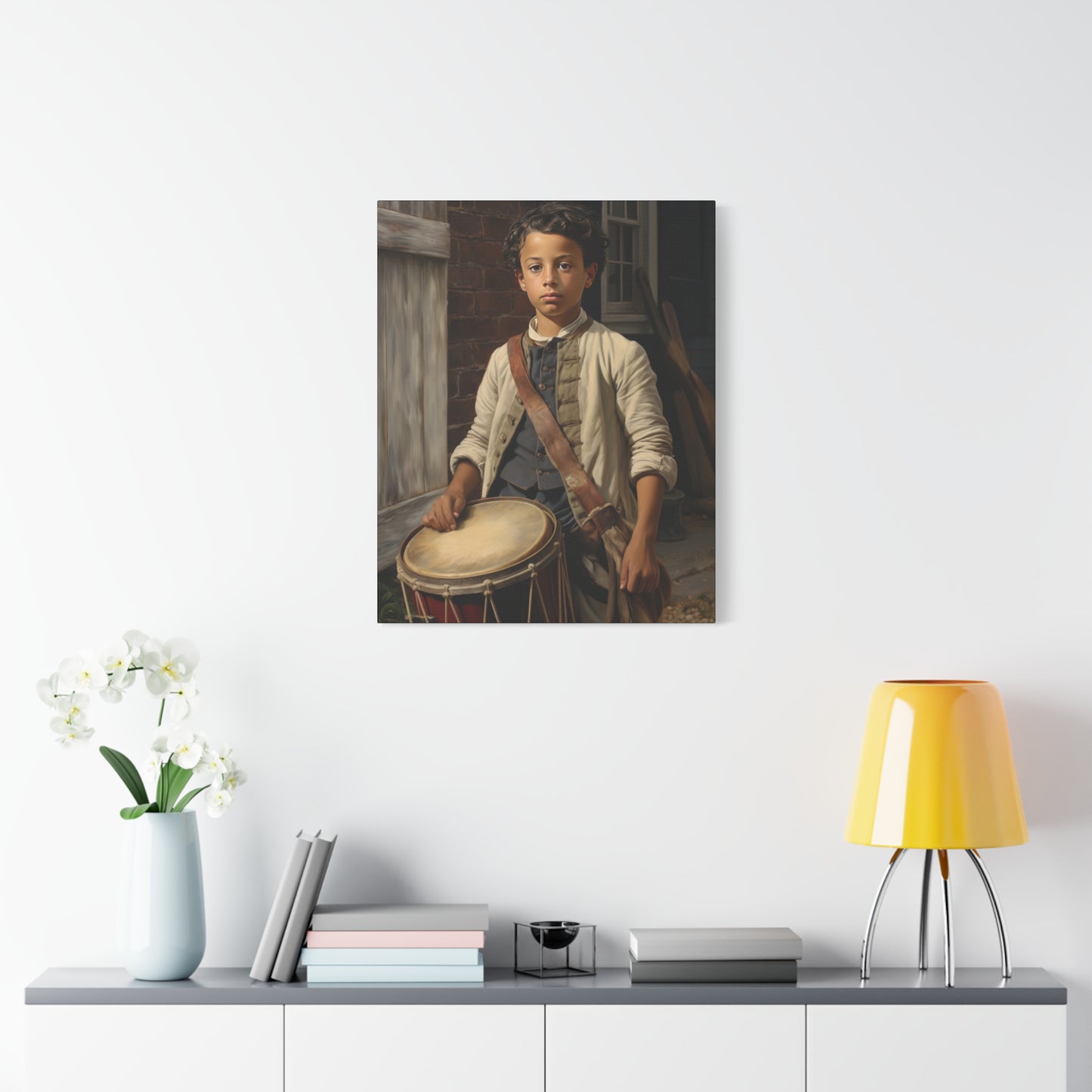 Historic Drummer Boy Matte Canvas Wall Art - 1.25" Stretched Print for Home Decor