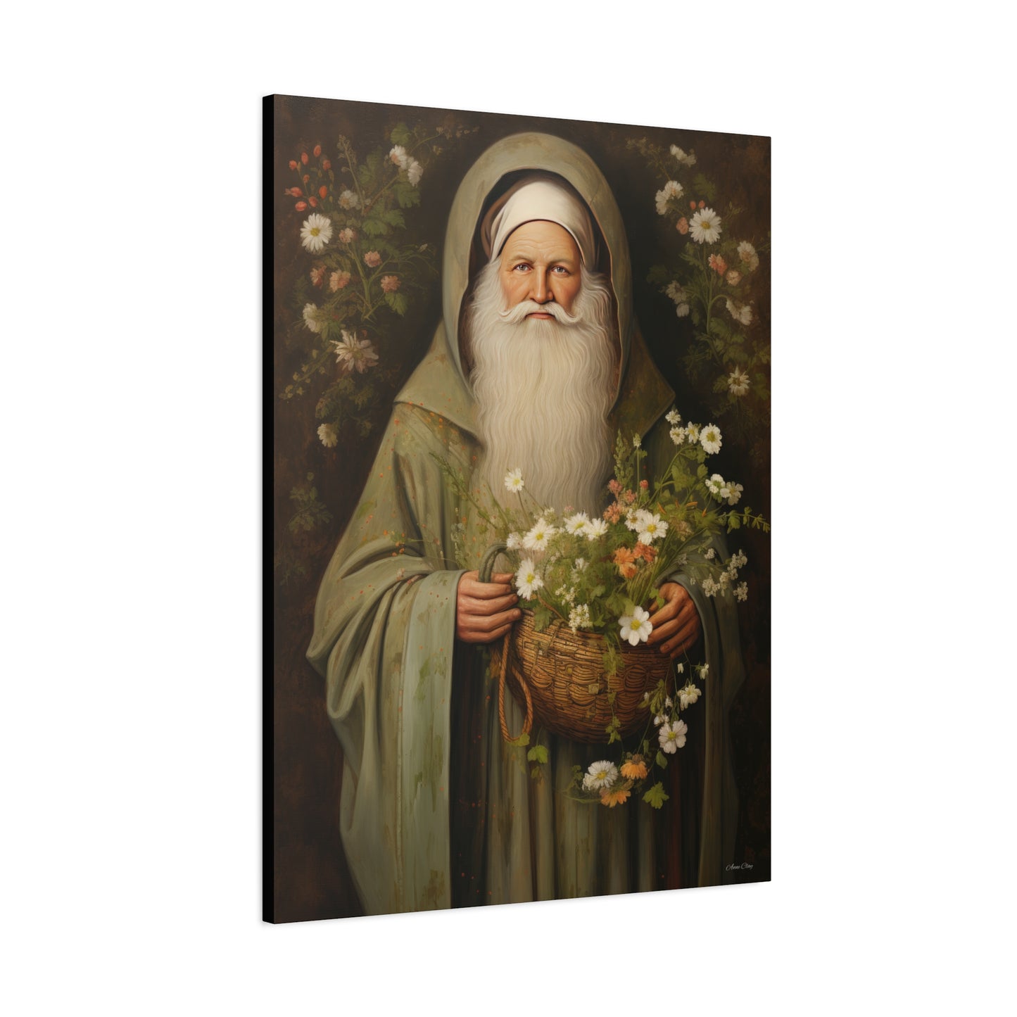 Floral Santa Matte Canvas, Stretched, 1.25"