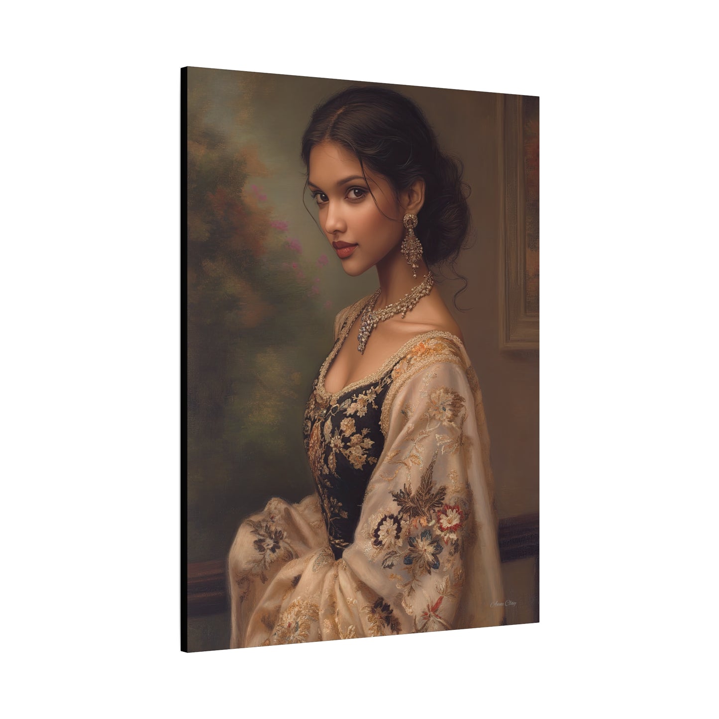 Elegant Stretched Canvas Wall Art - Timeless Portrait, Home Decor, Gift for Art Lovers, Stylish Living Room Decor, Christmas Gift
