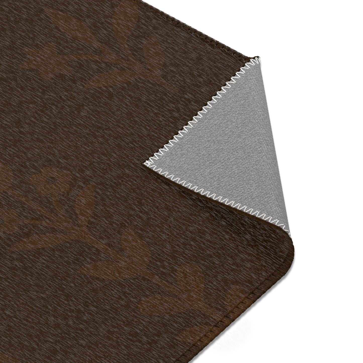 Brown Floral Area Rug, Cozy Living Room Decor, Boho Style Mat, Kitchen Runner, Indoor Soft Flooring