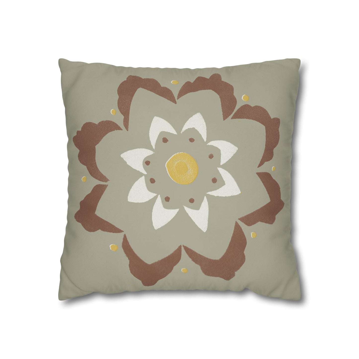 Fantasy Collection Stencil Flower Square Poly Canvas Pillowcase