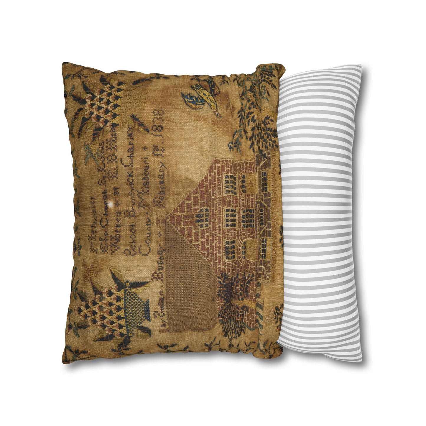 Vintage-Inspired Faux Suede Pillowcase with Farmhouse Design