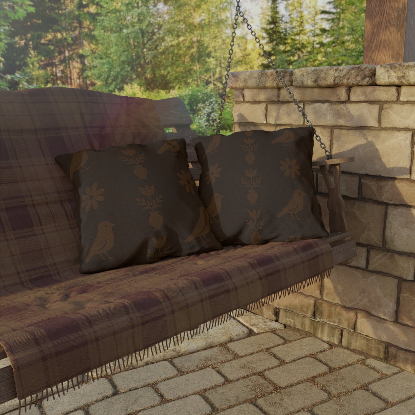 Chic Outdoor Pillows for Cozy Patios, Garden Decor, Seasonal Celebrations, Bird & Floral Design, Boho Throw Cushions