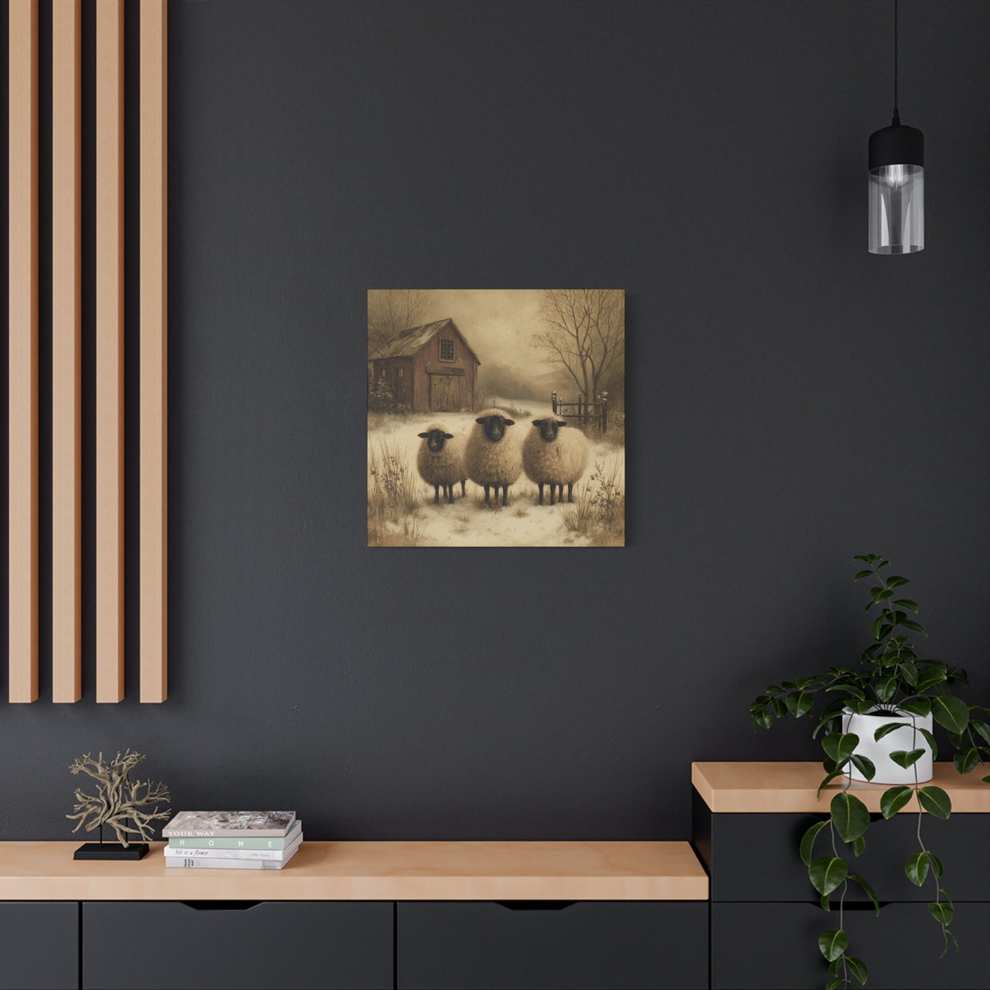 Rustic Sheep Canvas Art, Farmhouse Decor, Country Wall Art, Living Room Decor, Cozy Home Accent