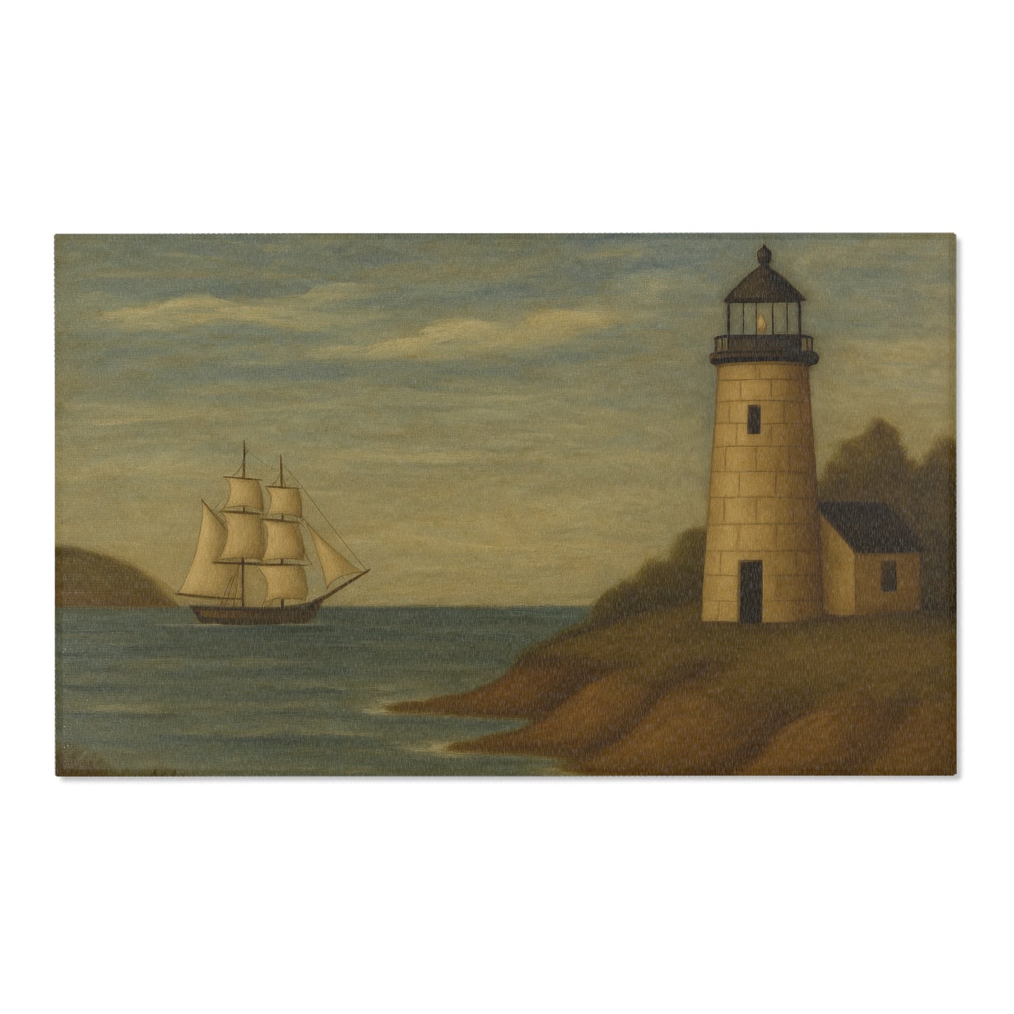 Nautical Lighthouse Area Rug, Decor for Beach House, Coastal Living, Maritime Theme, Home Accent Mat, Gift for Ocean Lovers