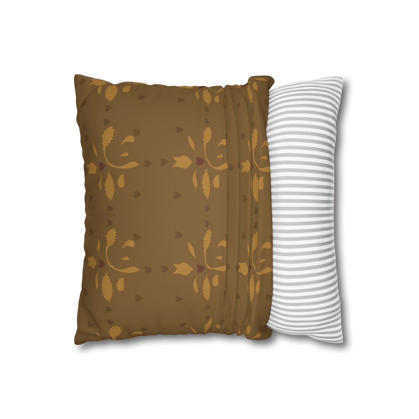 Leaves and Hearts Stencil Faux Suede Square Pillowcase
