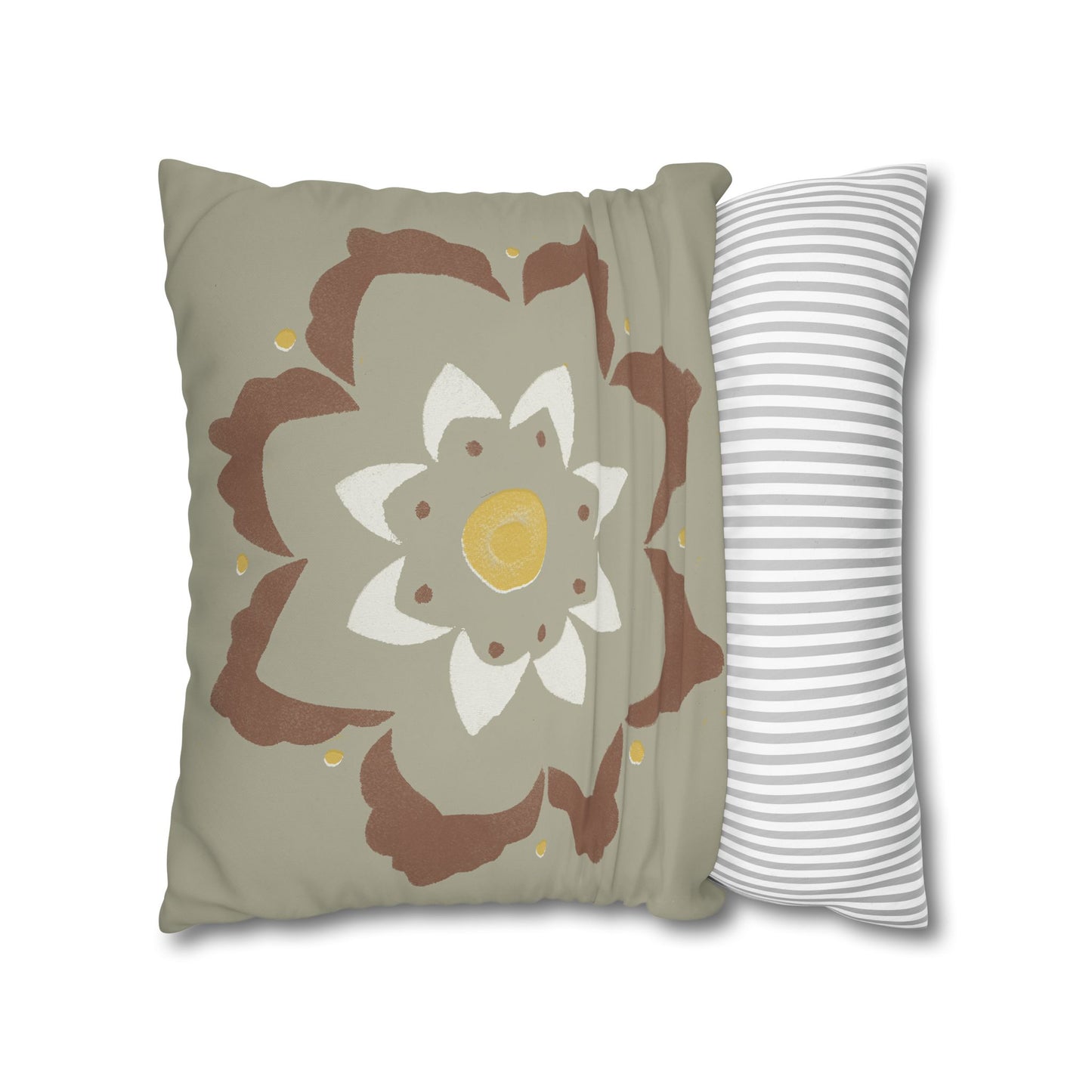 Fantasy Collection Stencil Flower Square Poly Canvas Pillowcase