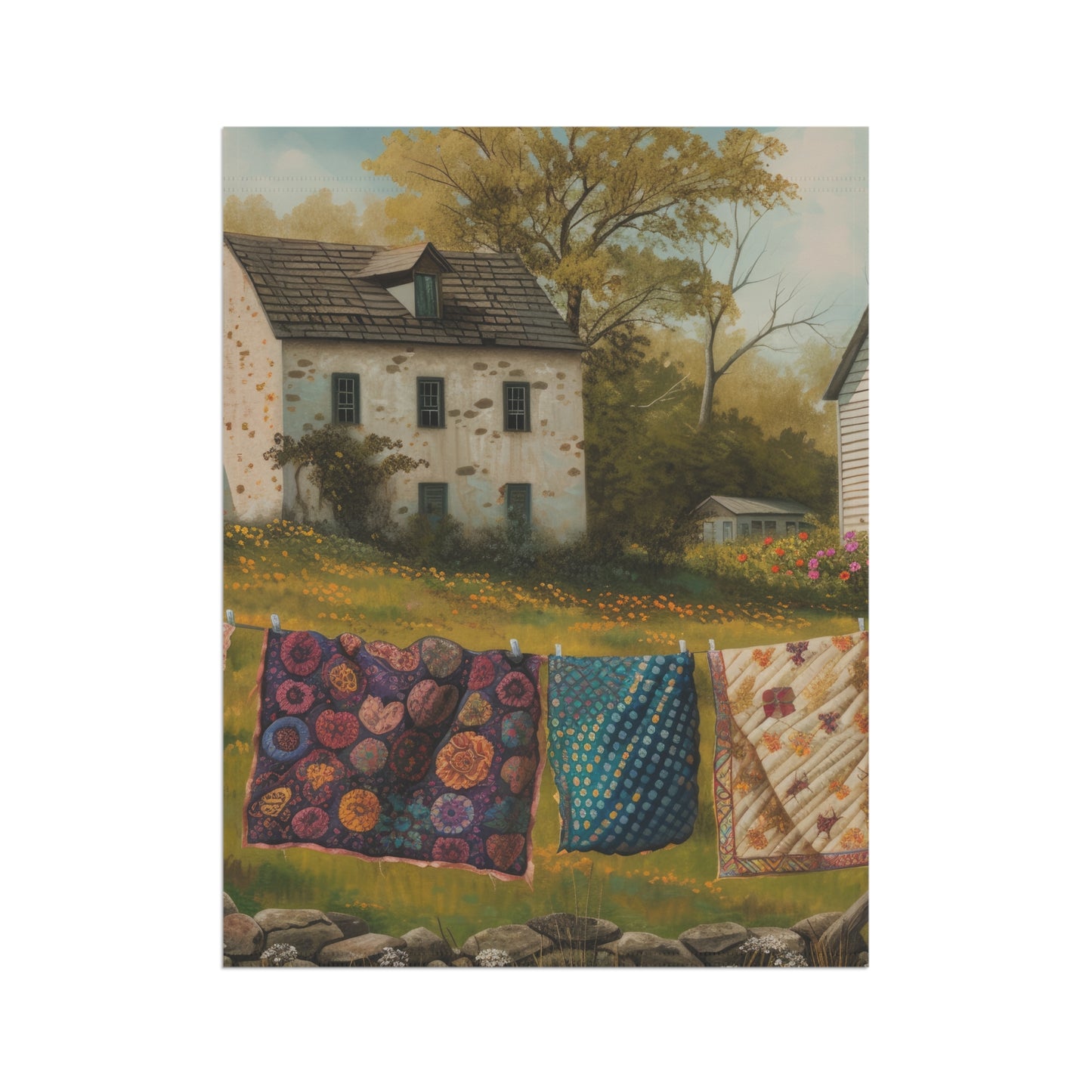 Quilt on a Split Fence Garden & House Banner