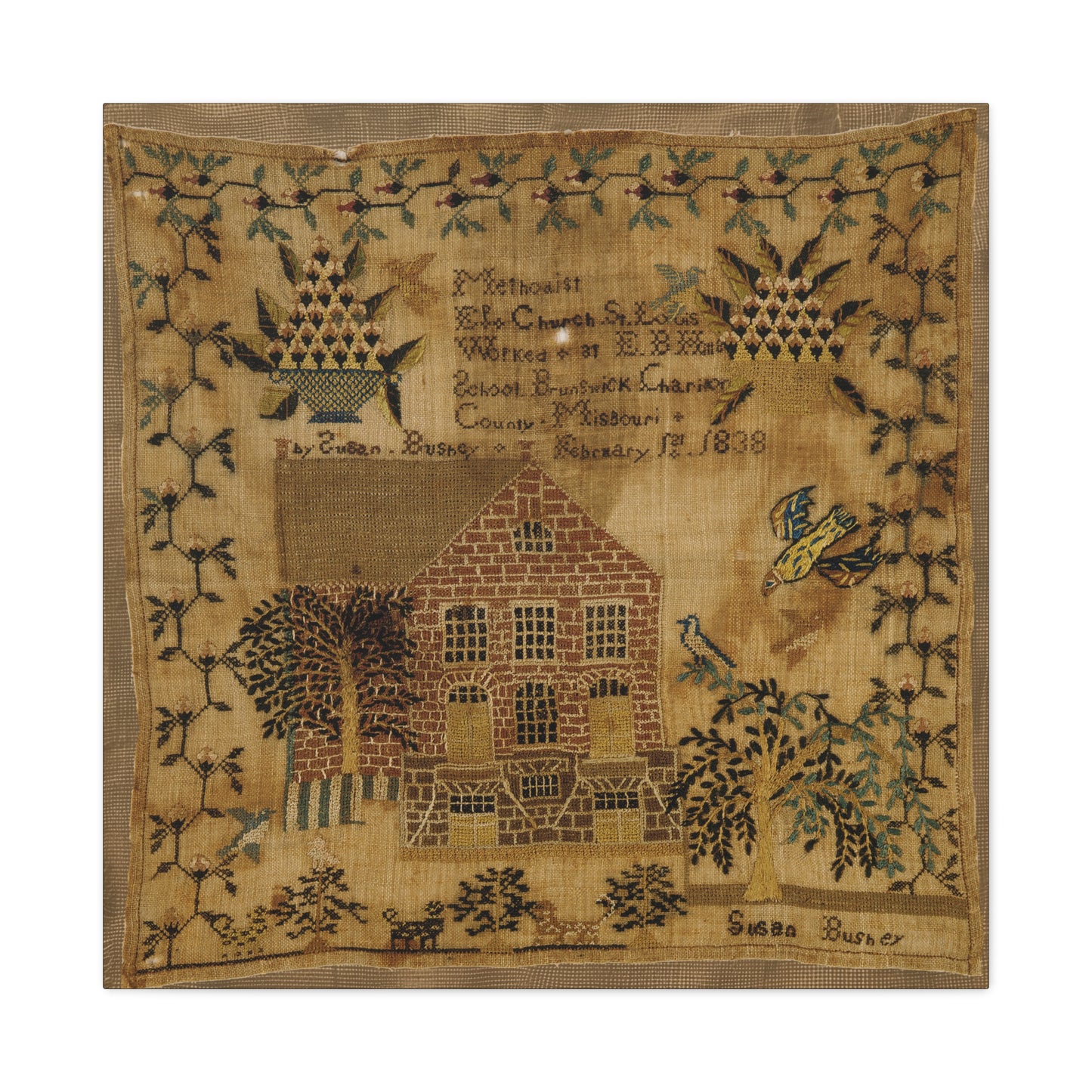 Vintage Canvas Wall Art – 1838 Pennsylvania Folk Art