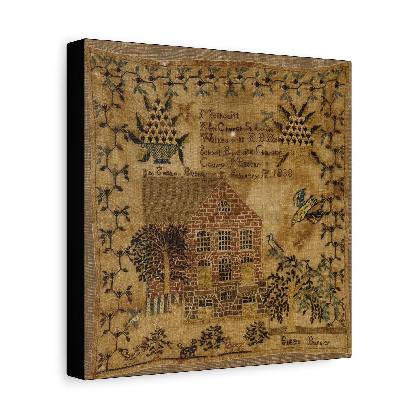Vintage Canvas Wall Art – 1838 Pennsylvania Folk Art