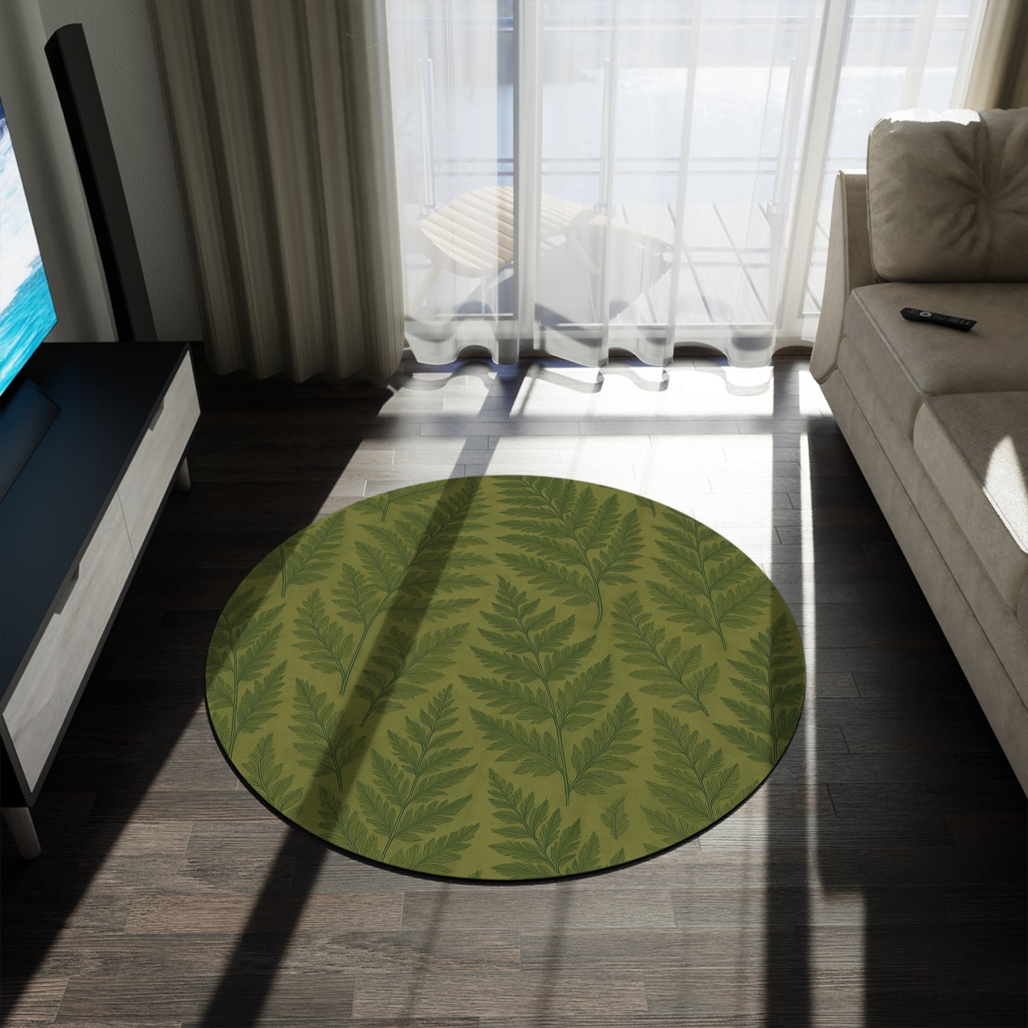 Nature-Inspired Round Rug, Elegant Home Decor, Bohemian Style, Living Room Decor, Eco-Friendly Floor Mat, Gift Idea for All Occasions