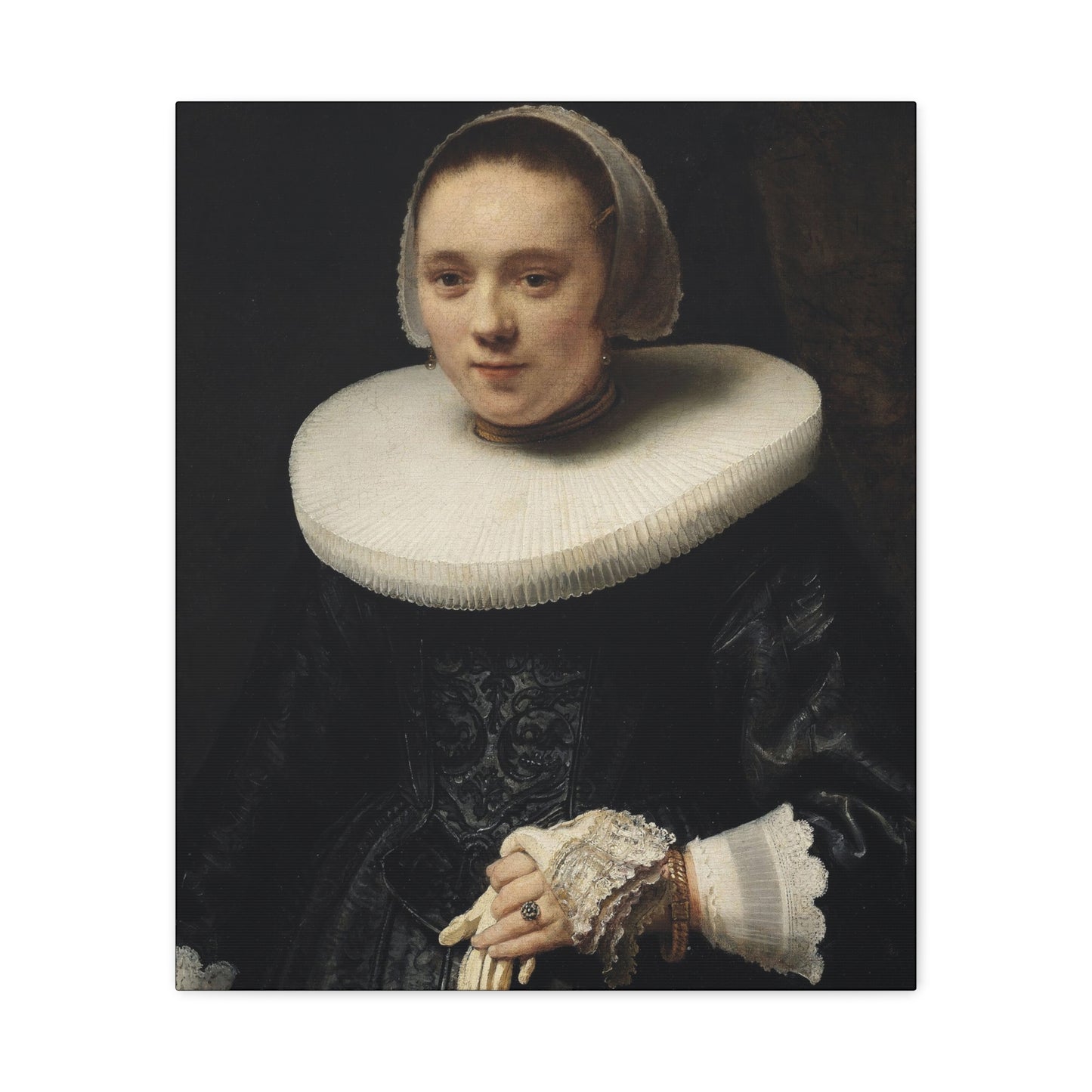 1600's Woman Classic Portrait Matte Canvas Wall Art – Elegant Home Decor for Art Lovers