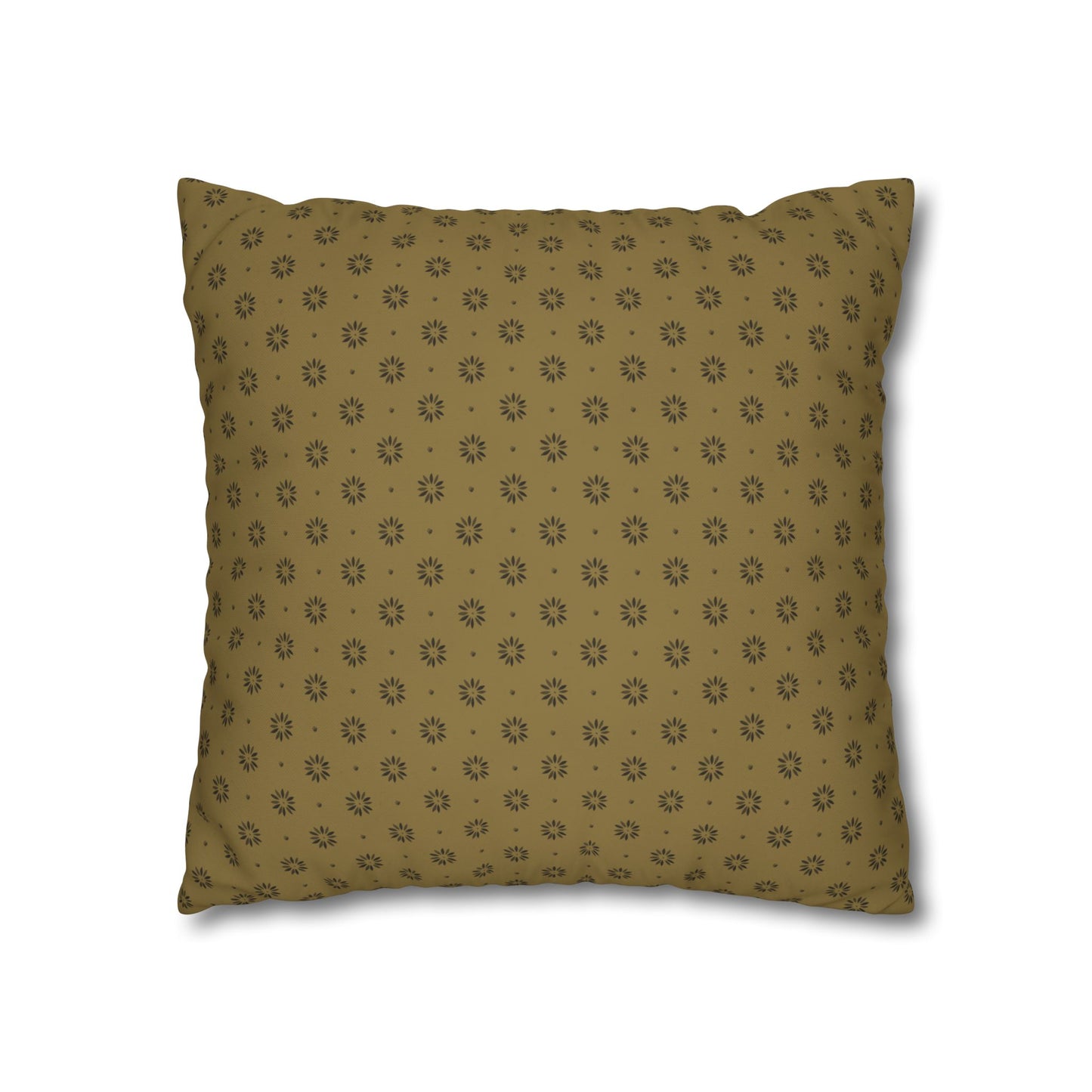 Black Petals on Gold Background Stencil Square Poly Canvas Pillowcase