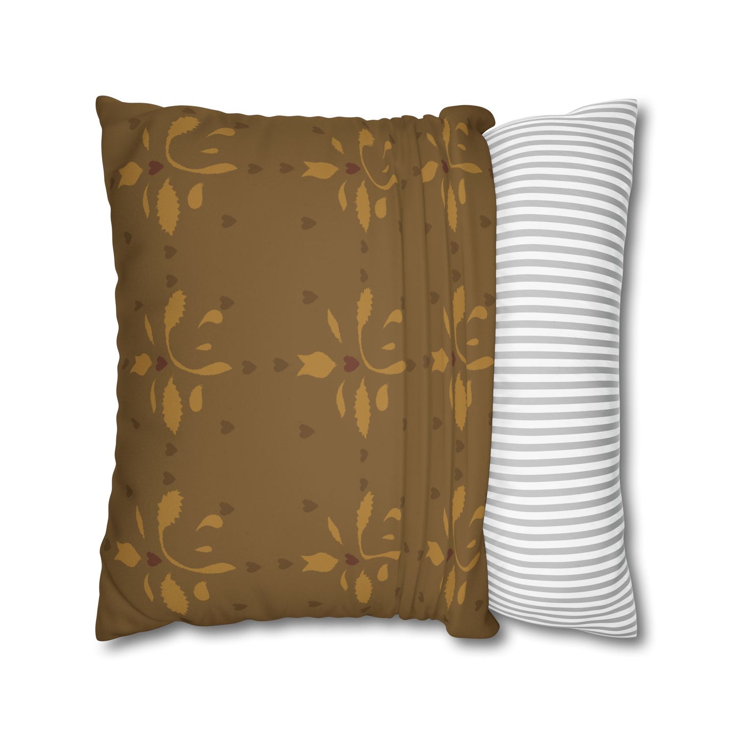 Leaves and Hearts Stencil Faux Suede Square Pillowcase