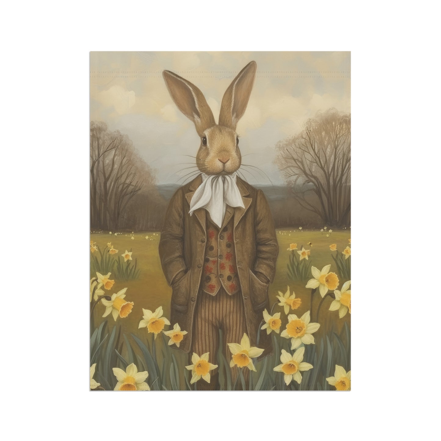 Whimsical Easter Garden Banner - Vintage Bunny Design