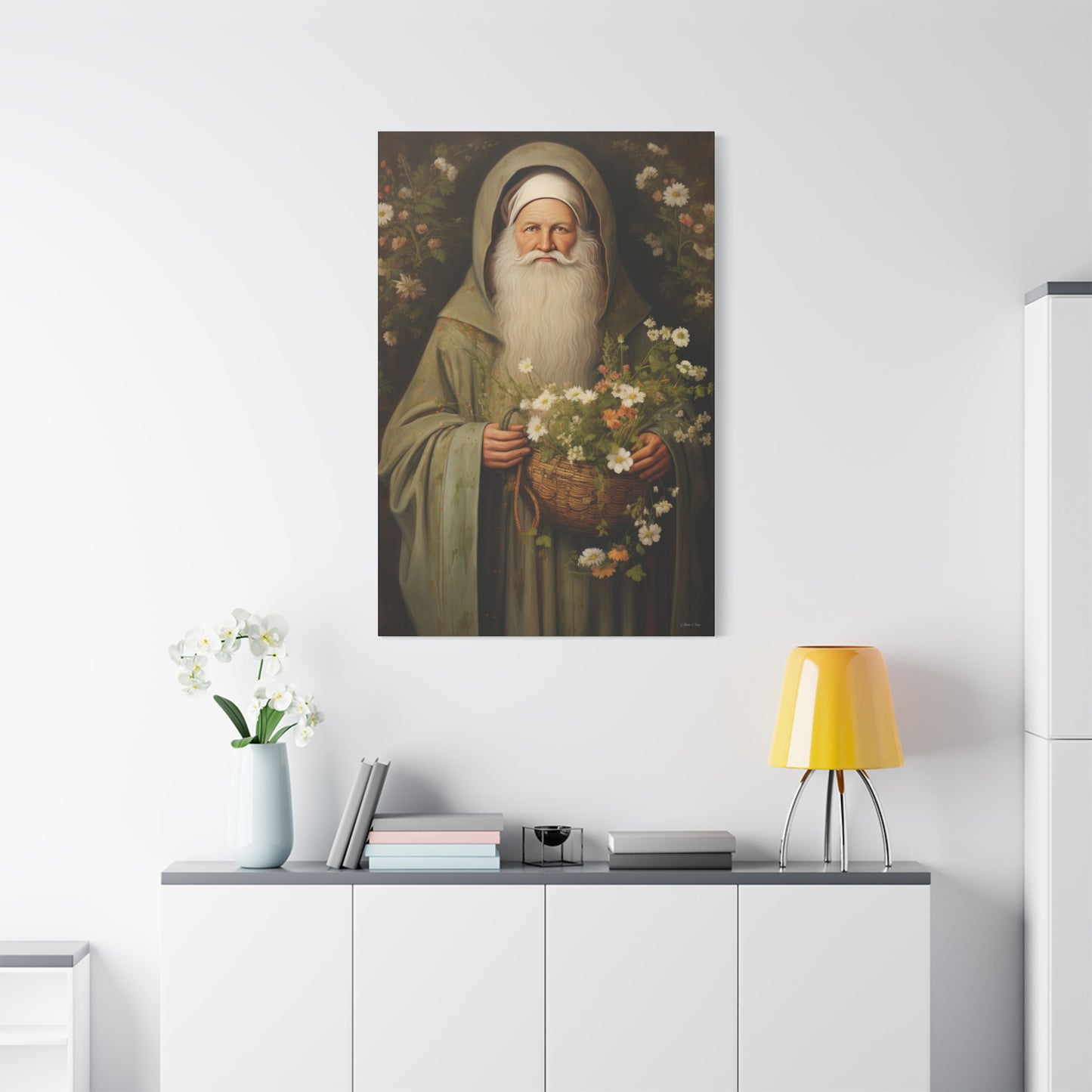 Floral Santa Matte Canvas, Stretched, 1.25"