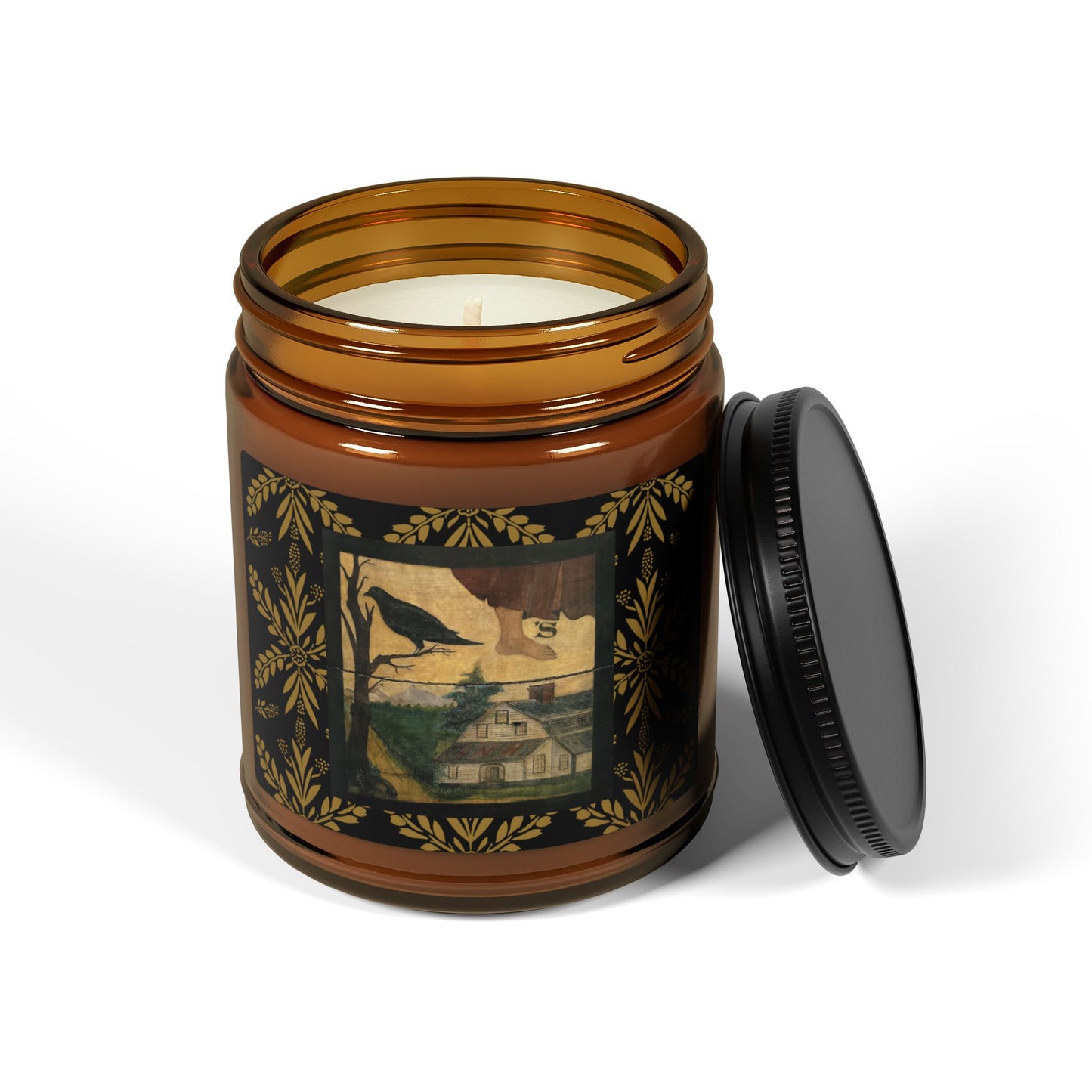 Crow's Foot Inn Scented Soy Candle (Multi-Size, Amber Jar)