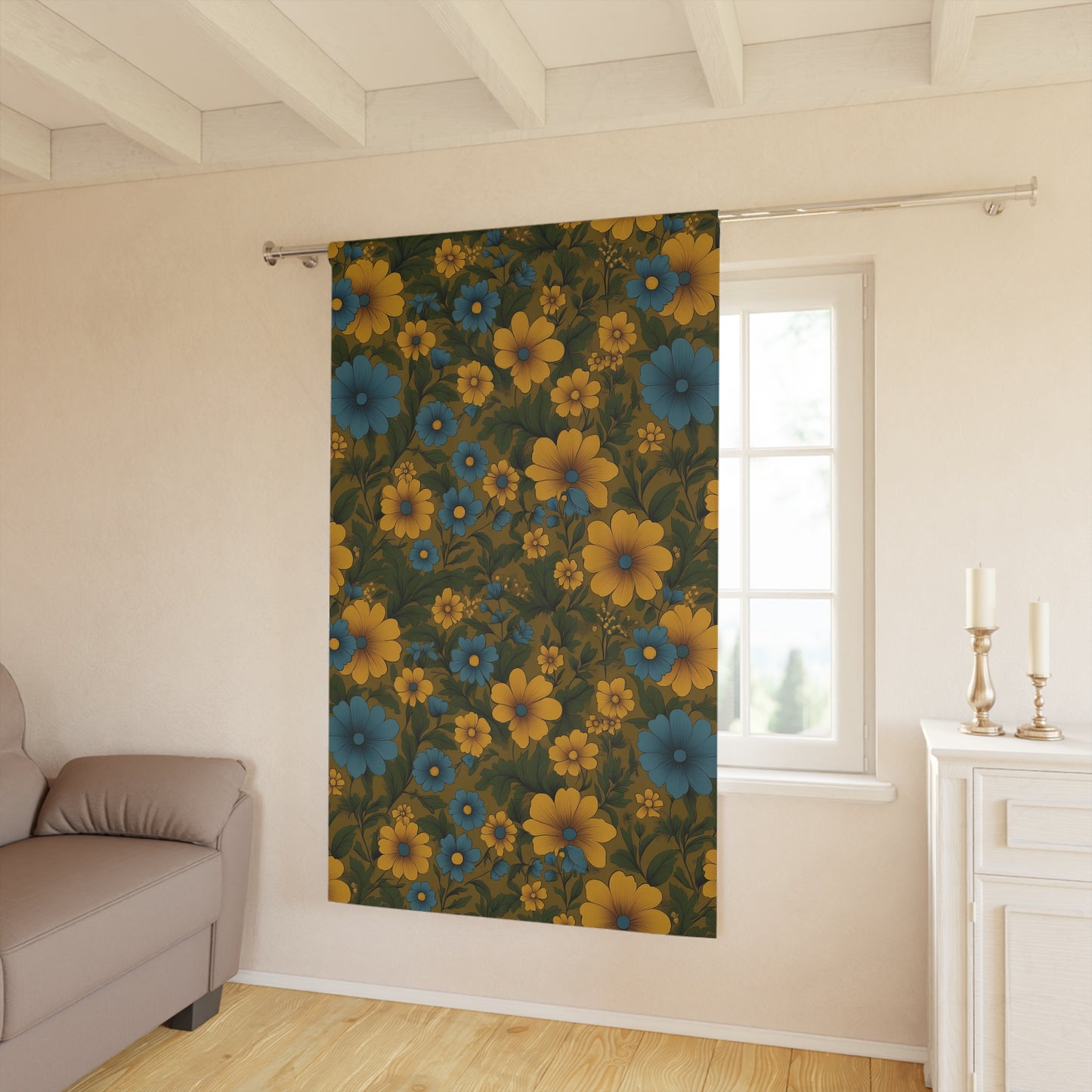 Floral Window Curtains - Boho Living Room Decor, Cozy Home Accessory, Flower Print Drapes, Brighten Up Your Space, Ideal for Spring