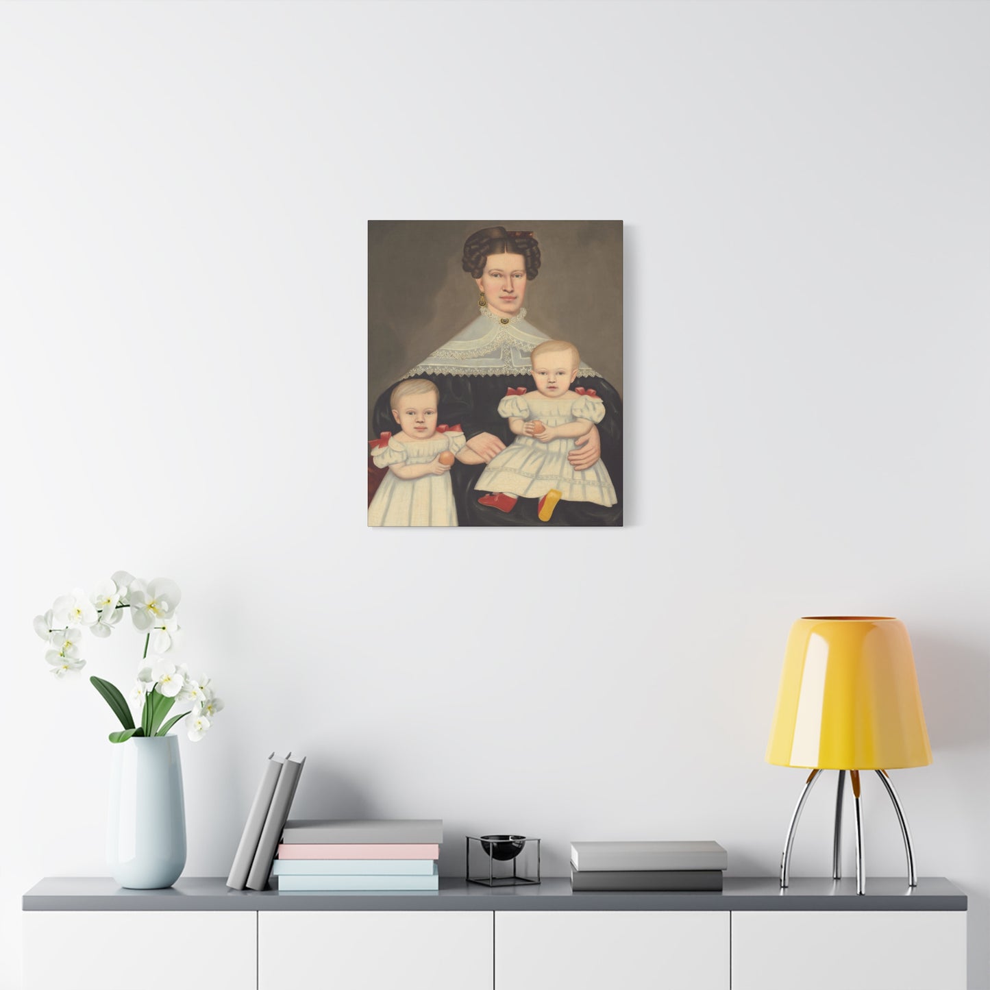 Mrs. Paul Smith Palmer Vintage Family Canvas Art - Classic Portrait of Mother and Twins