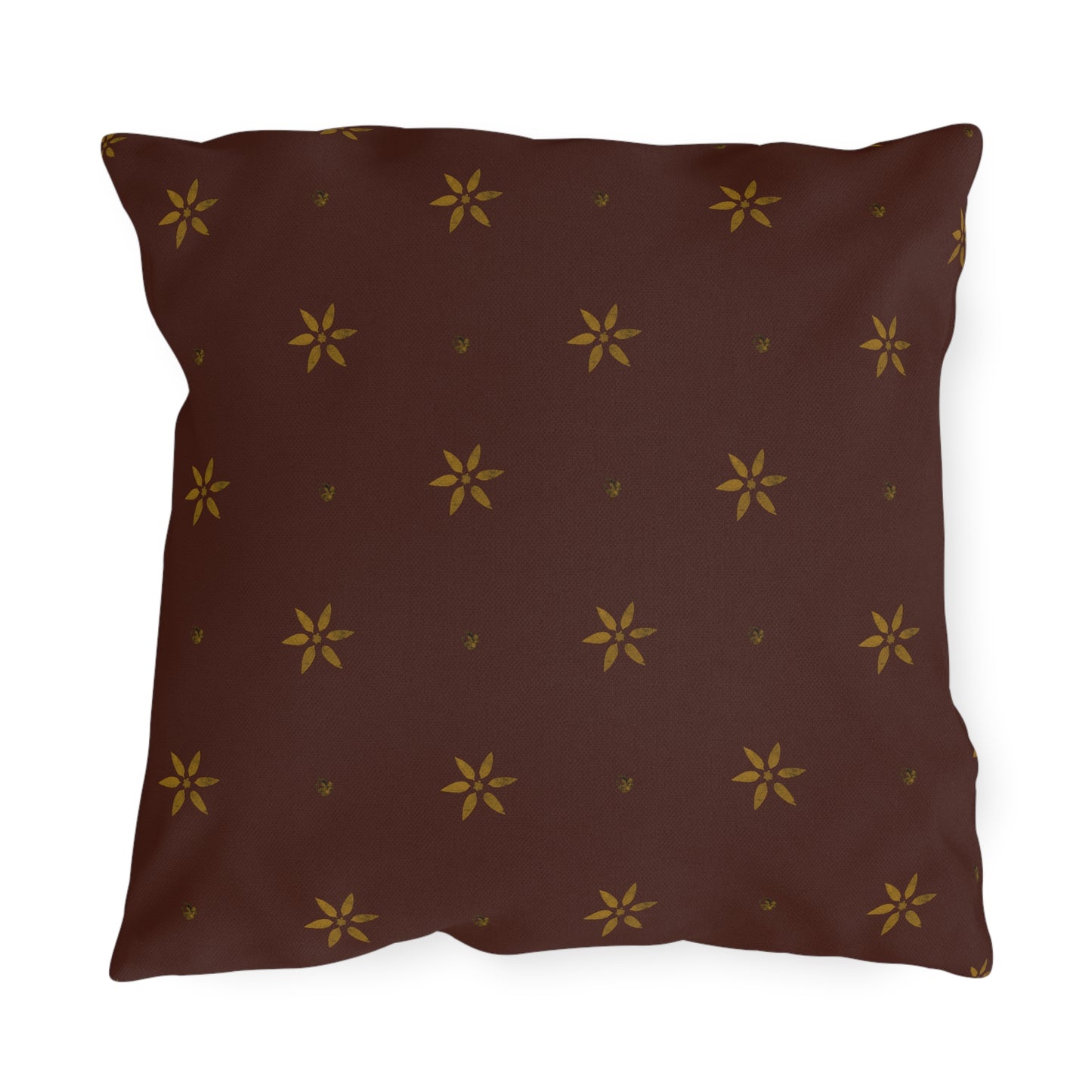 Mustard Petals on Red Early American Stencil Outdoor Pillows
