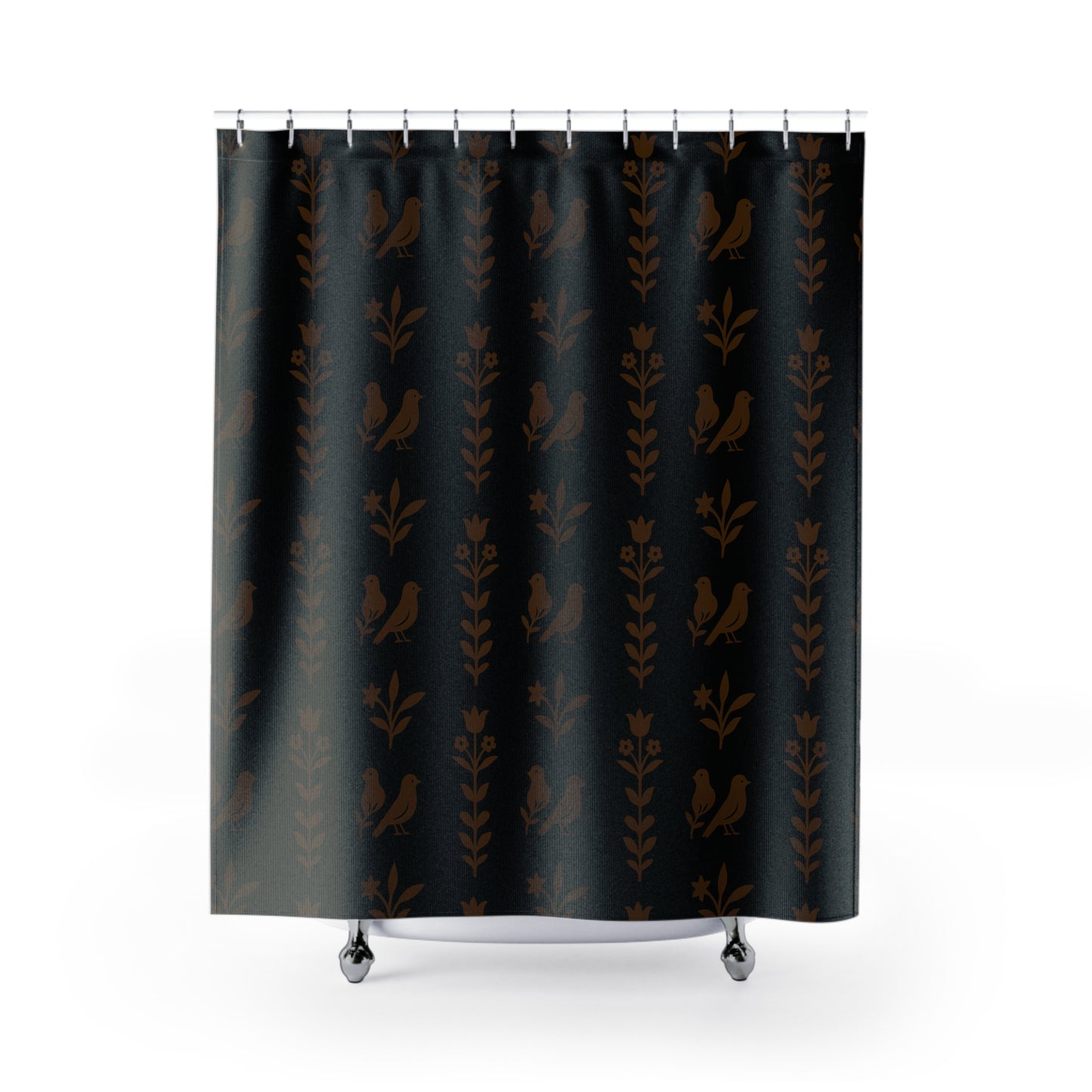 Charming Floral Shower Curtain - Nature-Inspired Bathroom Decor, Bird Design, Farmhouse Style, Home Makeover, Gift for Nesting