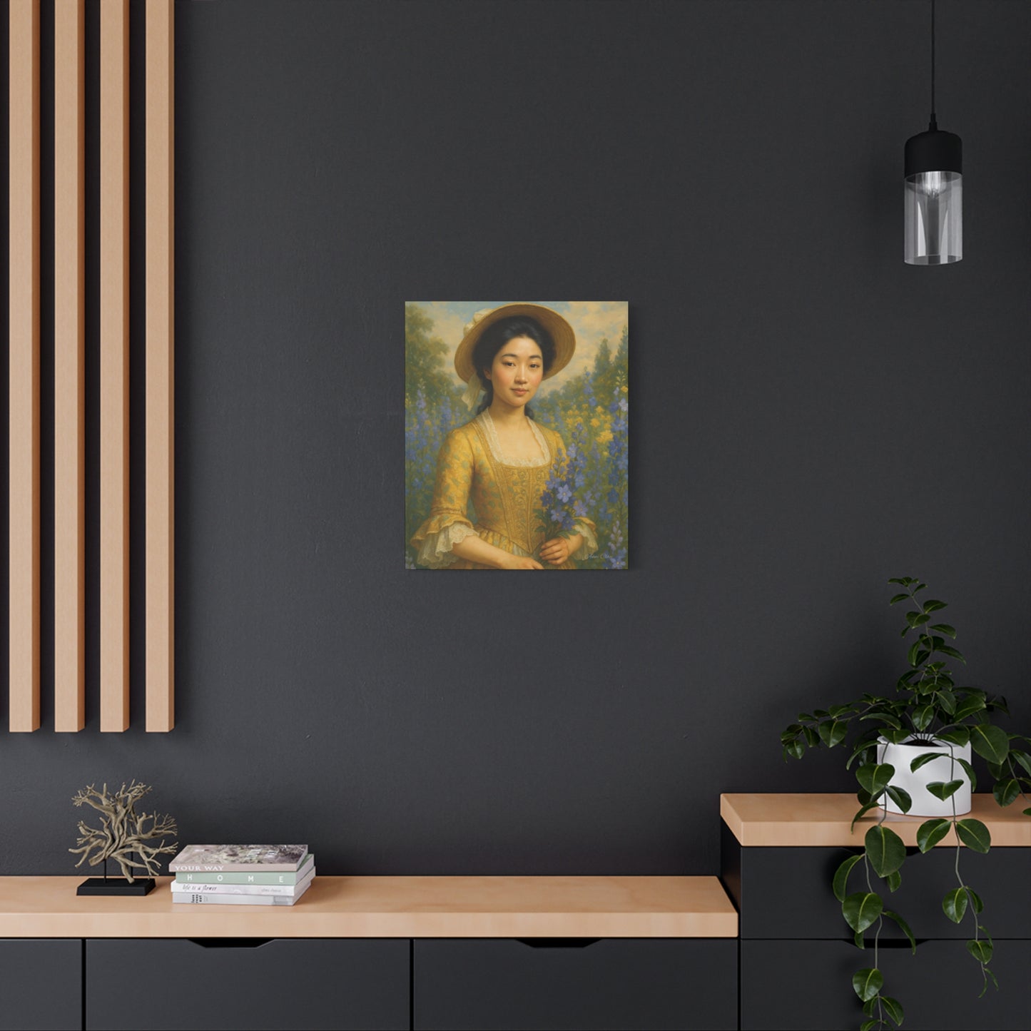Floral Portrait Canvas, Vintage Art Print, Elegant Home Decor, Gift for Art Lovers, Wall Art for Living Room