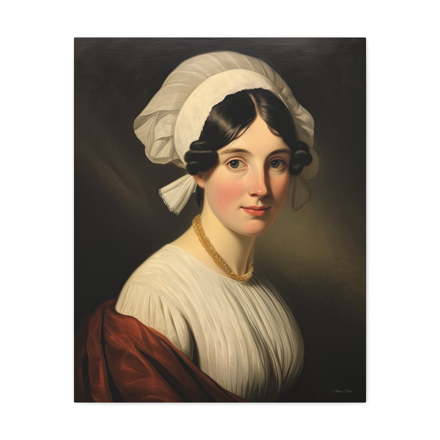 Miss Anne Early American Vintage Portrait Canvas Wall Art - Elegant Home Decor