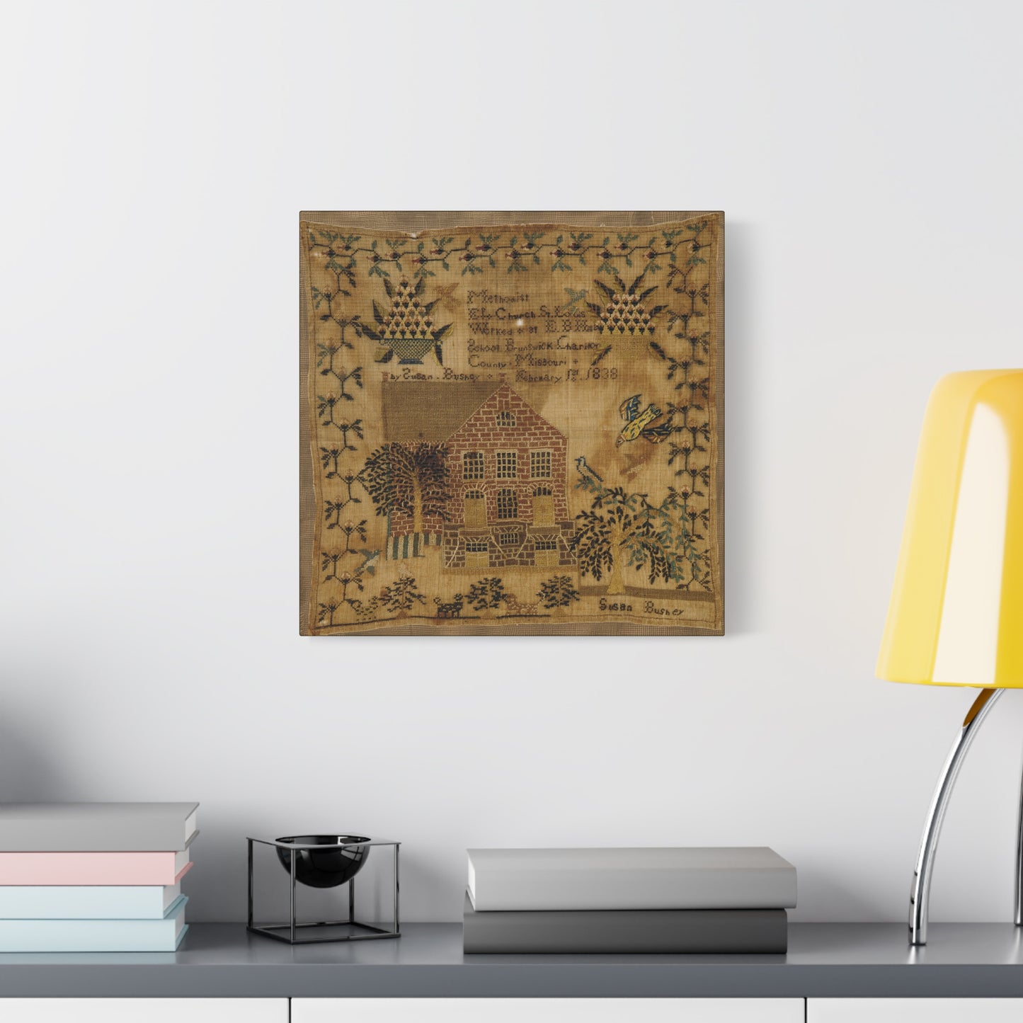 Vintage Canvas Wall Art – 1838 Pennsylvania Folk Art