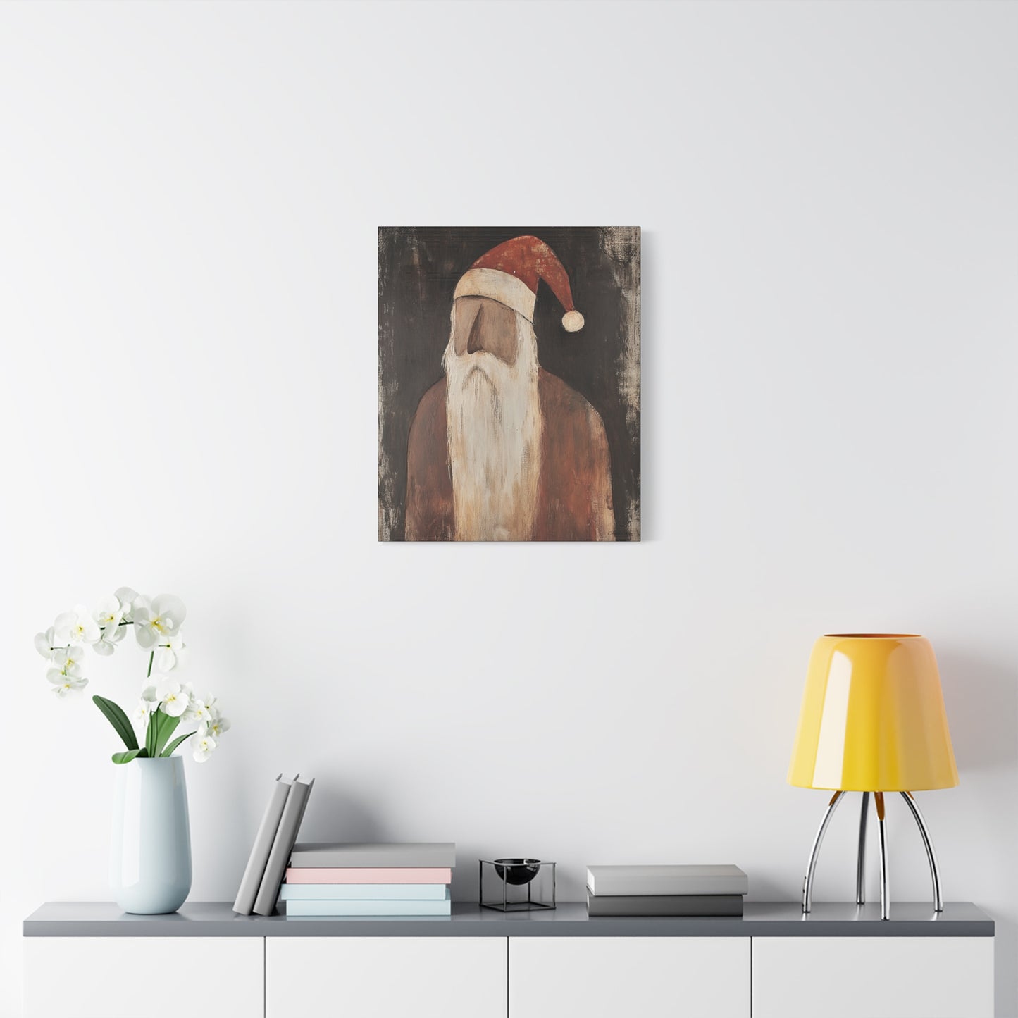 Primitive Impressionist Santa Matte Canvas, Stretched, 1.25"
