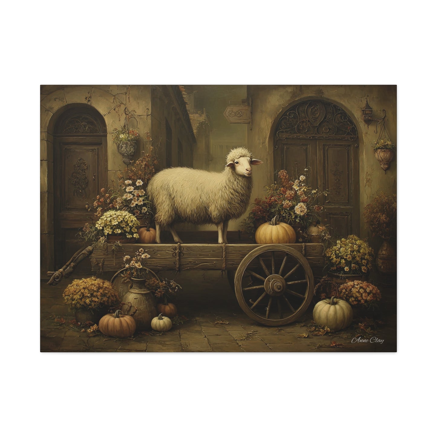 Rustic Farmhouse Canvas Print, Sheep Wall Art for Home Decor, Farmhouse Style Decor, Autumn Wall Art, Gift for Animal Lovers