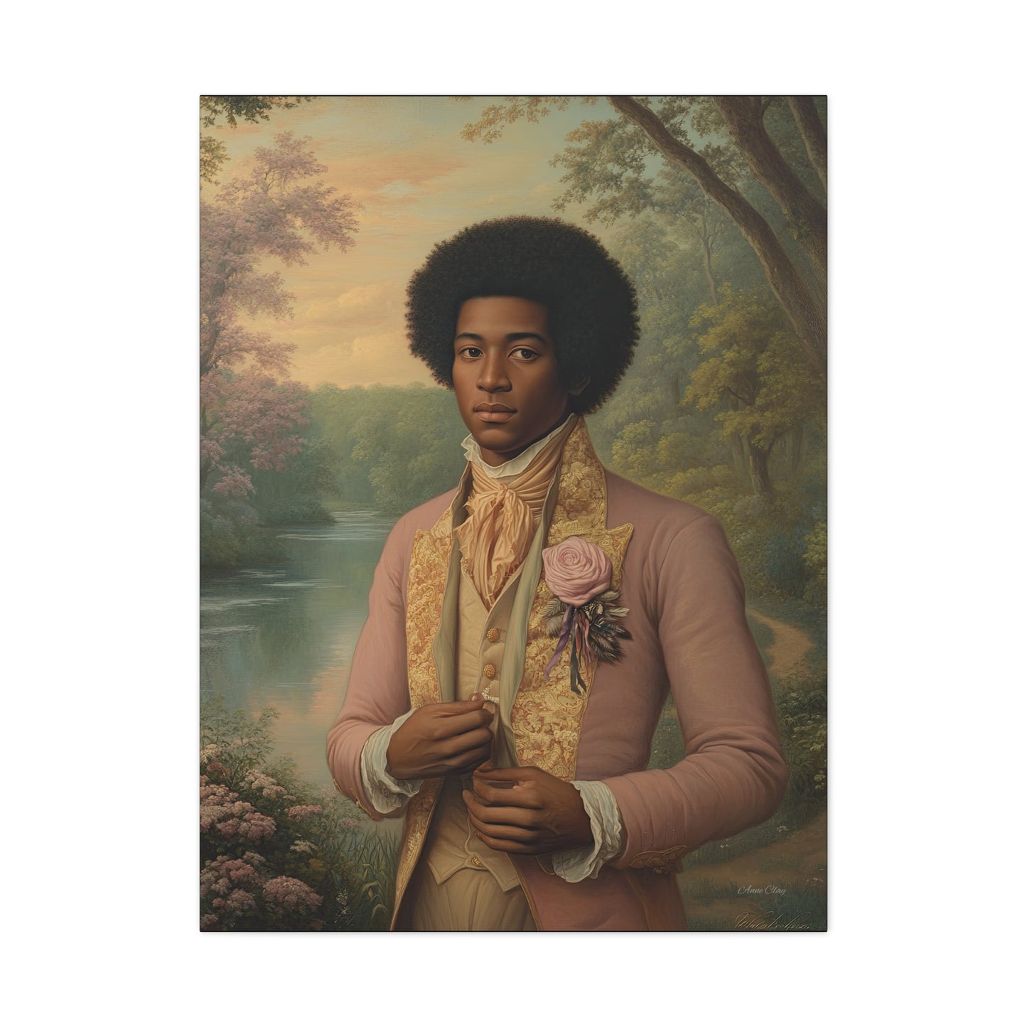 Elegant Portrait Canvas Art, Vintage Wall Decor, Home Aesthetic, Gift for Art Lovers, Framed Canvas, Romantic Home Decor, Historical Artwork