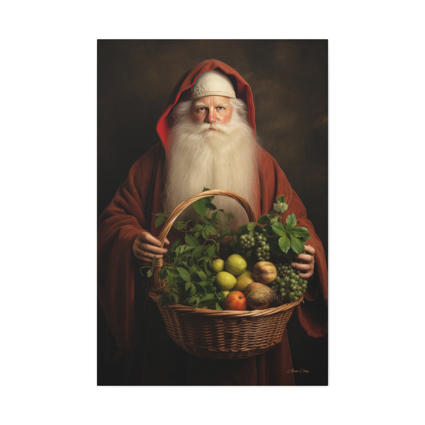 Fruit Basket Santa Matte Canvas, Stretched, 1.25"