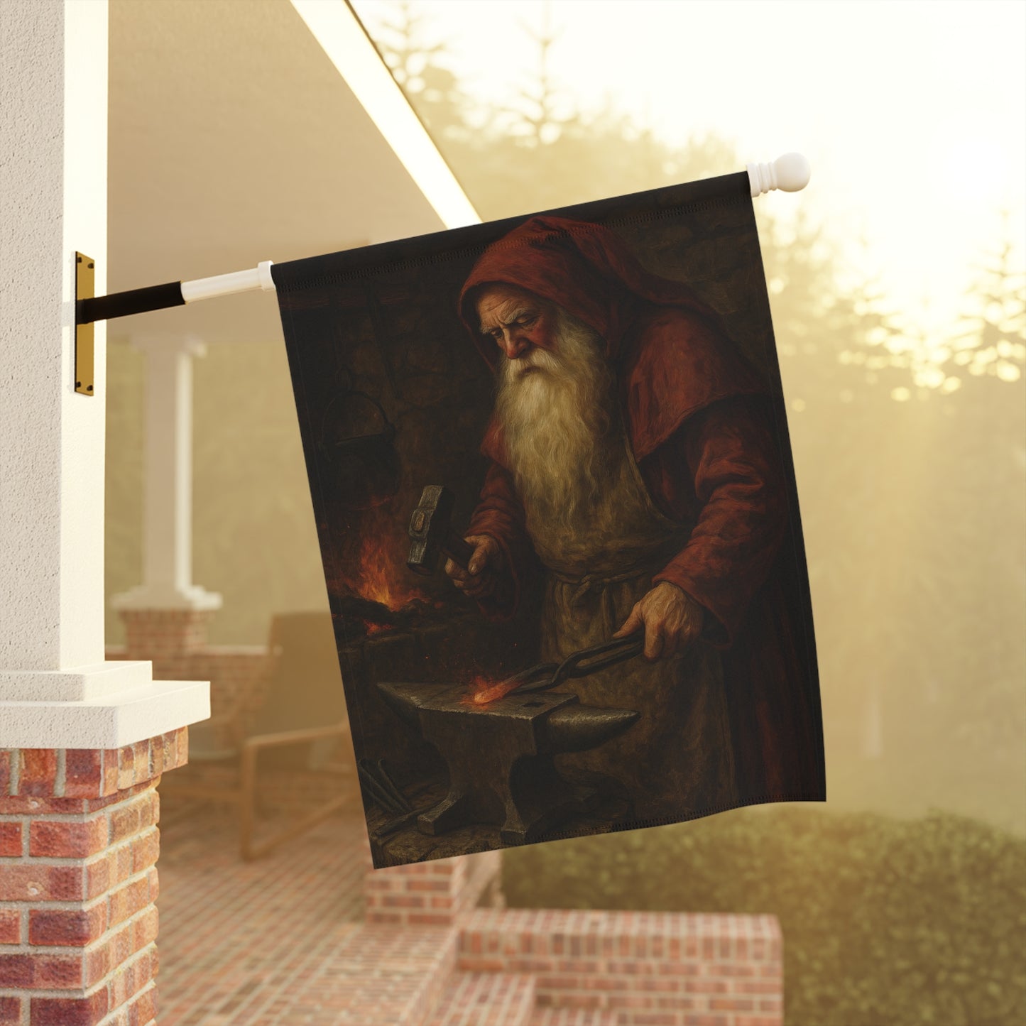 Rustic Forge Garden Banner with Artisan Design