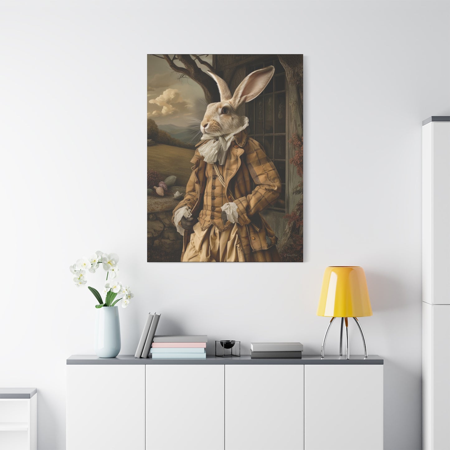 Sir William Rabbit: Whimsical Rabbit Canvas Art - Vintage Style Wall Decor