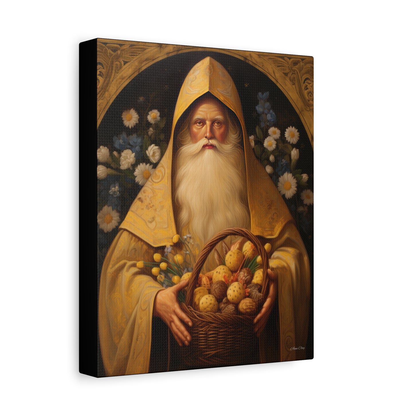 Easter Basket Santa Matte Canvas, Stretched, 1.25"